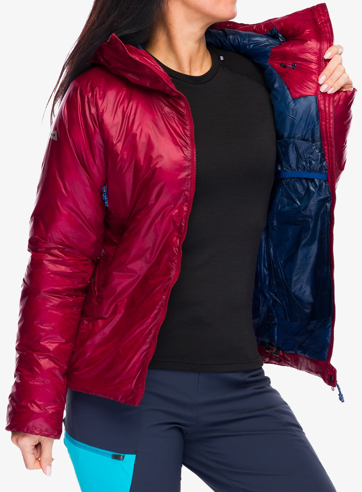 Zateplená bunda dámská Mountain Equipment Oreus Hooded Jacket - merlot/blue