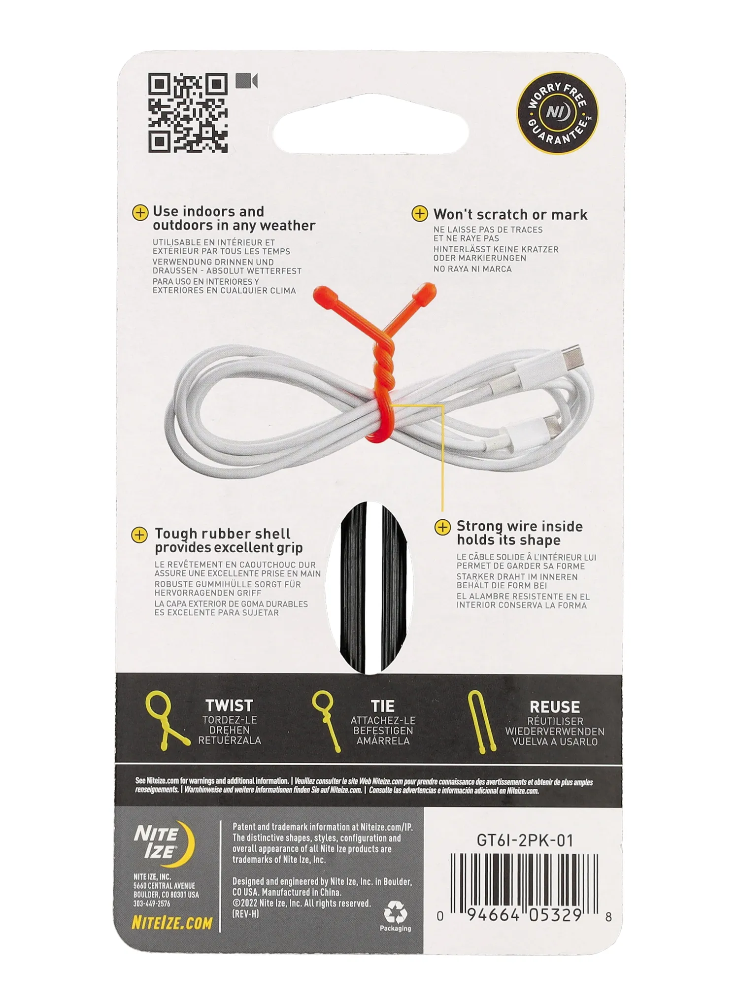 Popruhy Nite Ize Gear Tie 6 2-pack - black/black