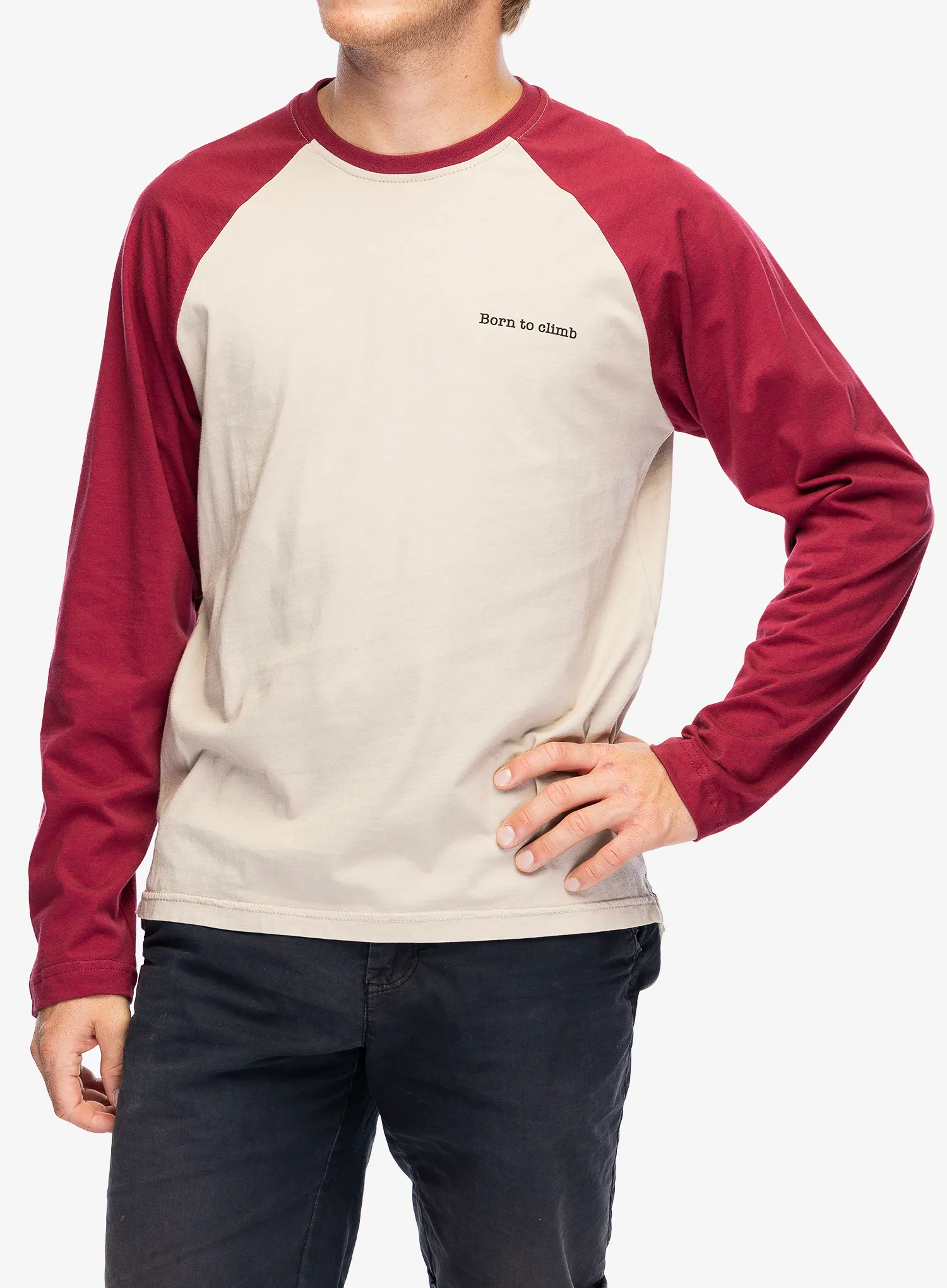 Longsleeve Nograd Born To Climb - terre cendree/dark red