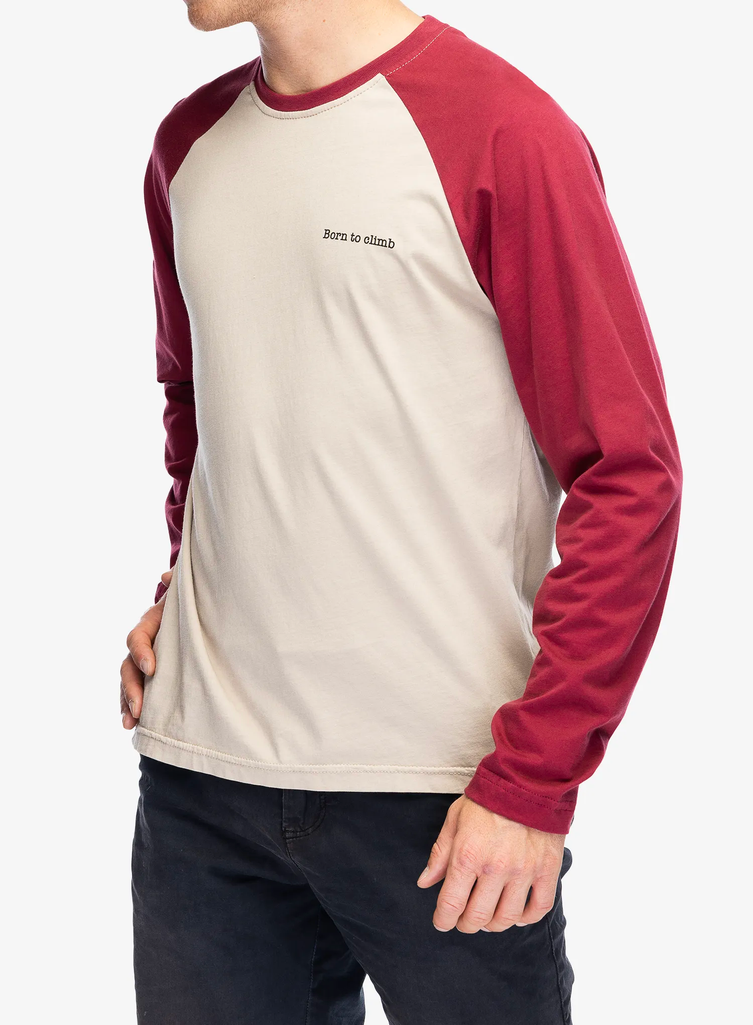 Longsleeve Nograd Born To Climb - terre cendree/dark red