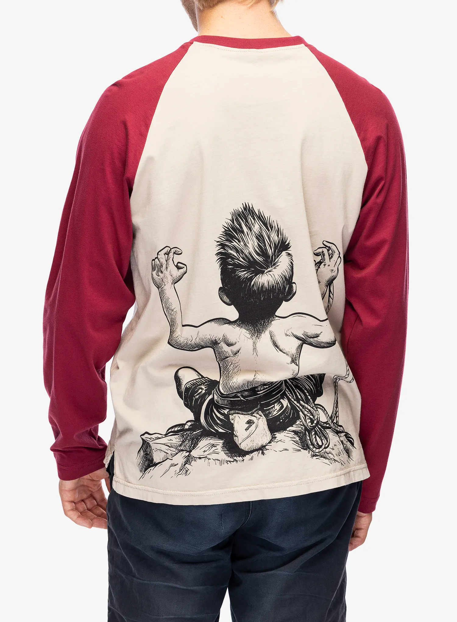 Longsleeve Nograd Born To Climb - terre cendree/dark red