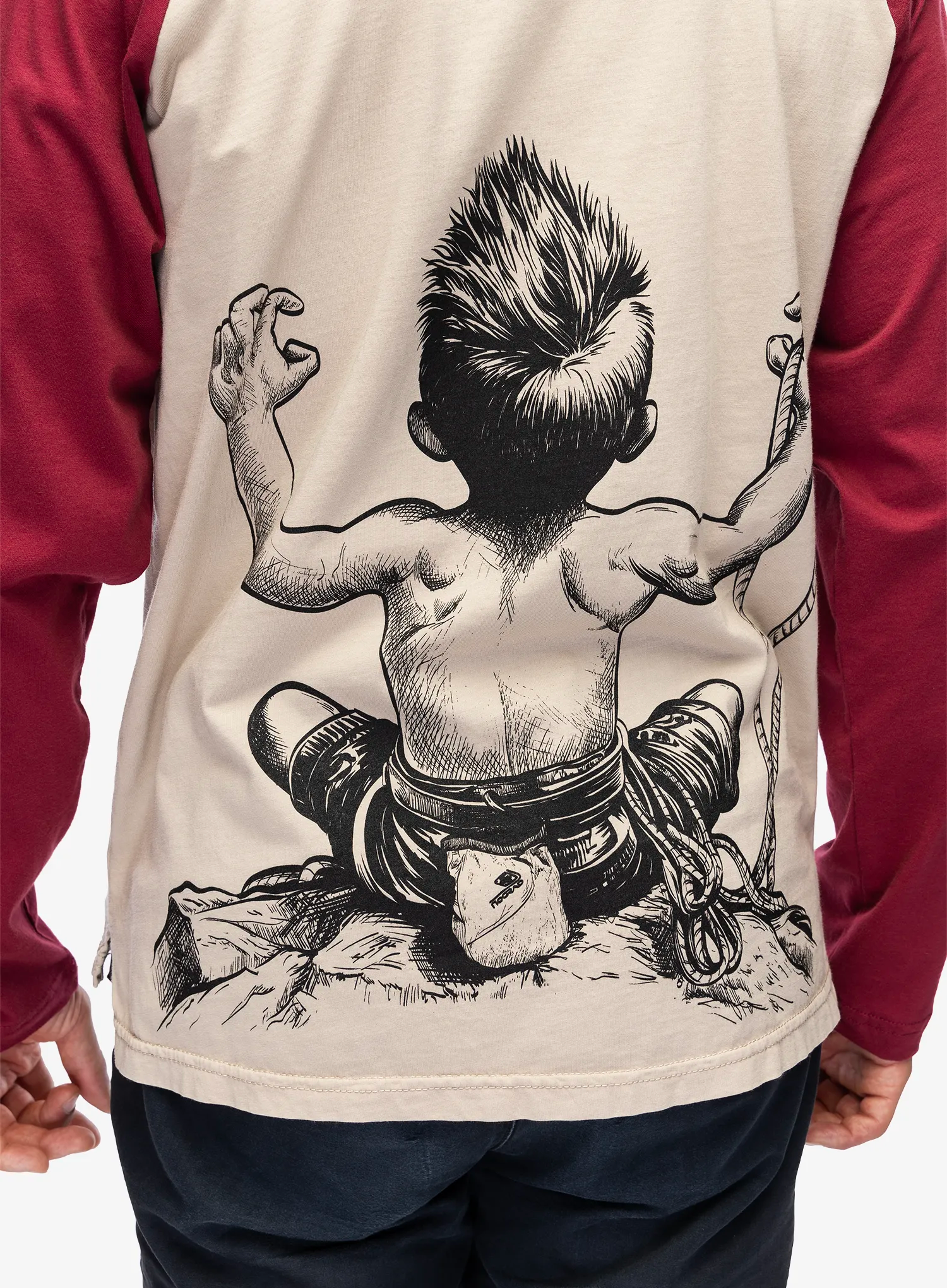 Longsleeve Nograd Born To Climb - terre cendree/dark red