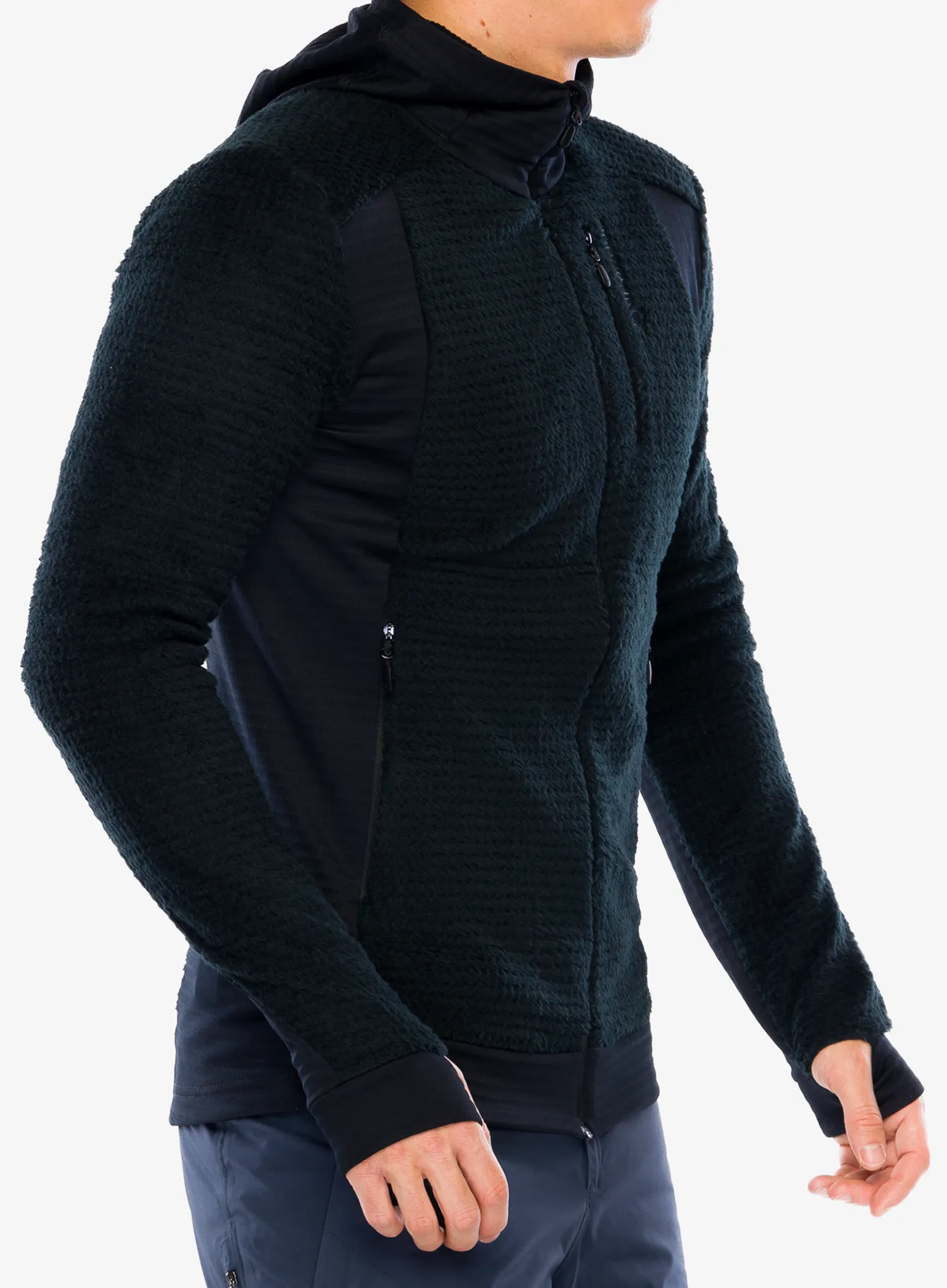Mikina s kapucí Norrona Falketind Alpha120 Zip Hood - caviar