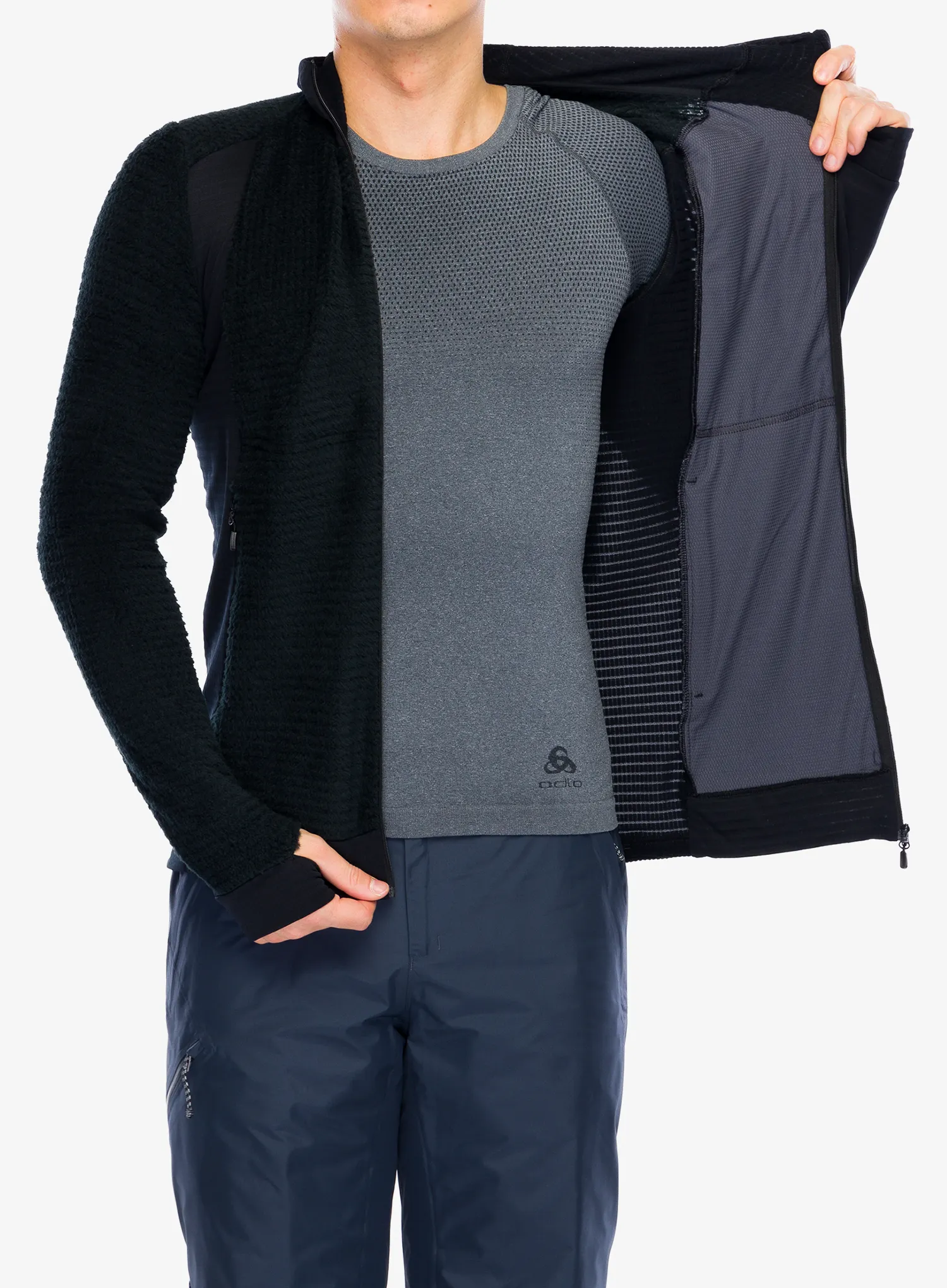 Mikina s kapucí Norrona Falketind Alpha120 Zip Hood - caviar