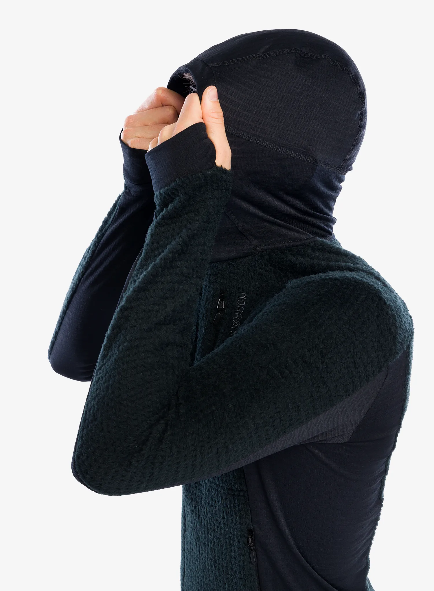 Mikina s kapucí Norrona Falketind Alpha120 Zip Hood - caviar