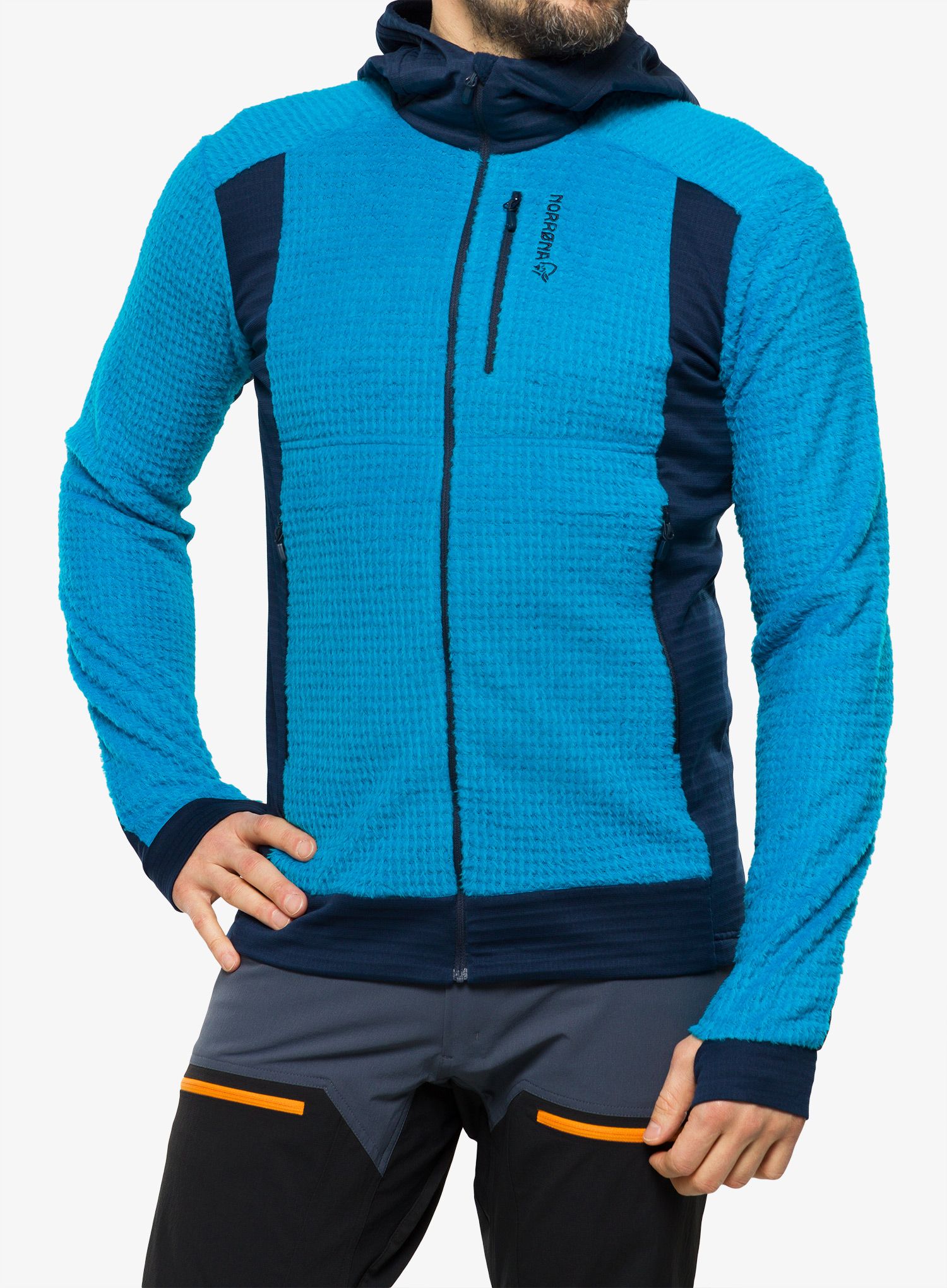 Pánská mikina Norrona Falketind Alpha120 Zip Hood - hawaiian surf/indigo night