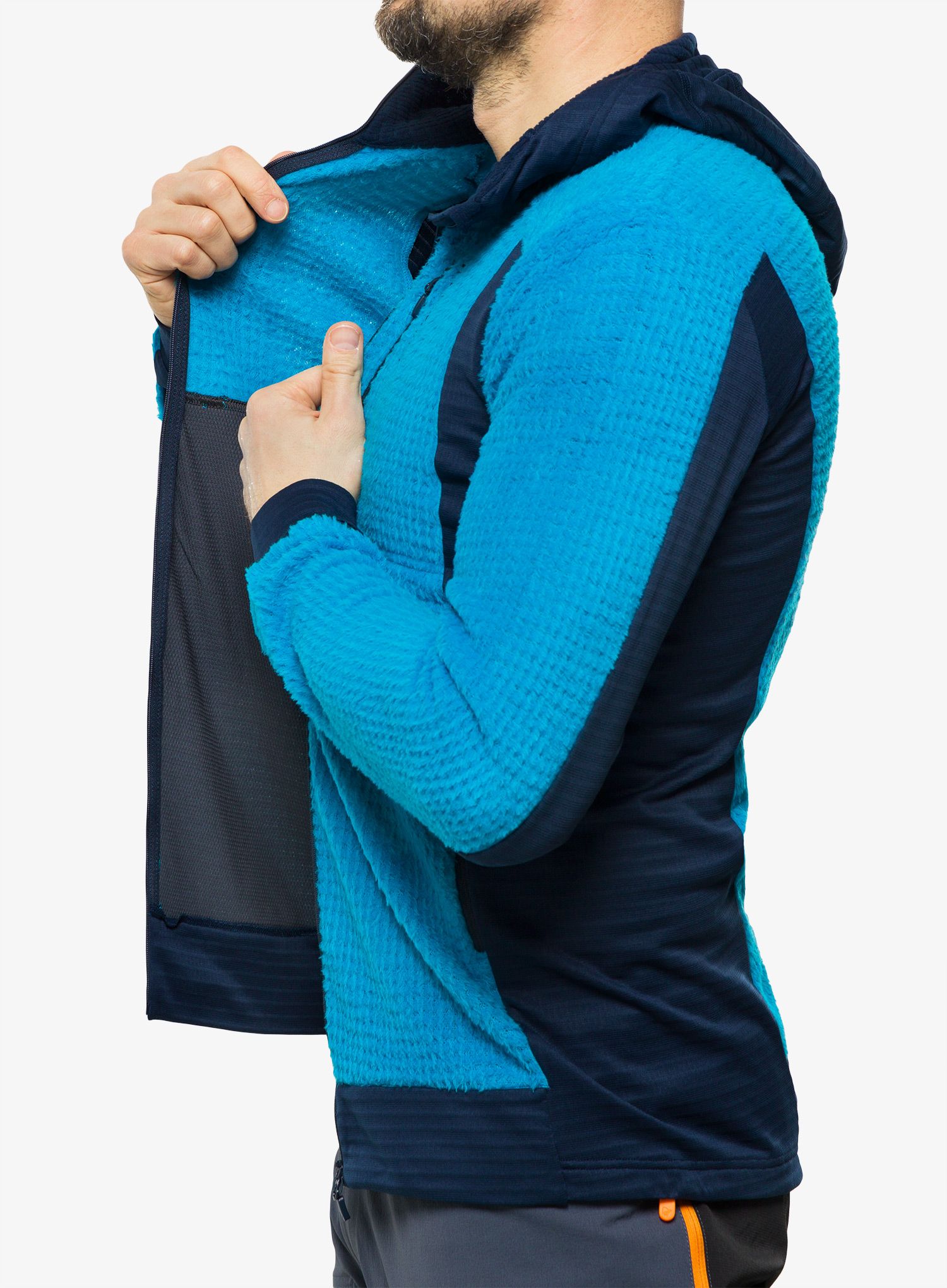 Pánská mikina Norrona Falketind Alpha120 Zip Hood - hawaiian surf/indigo night