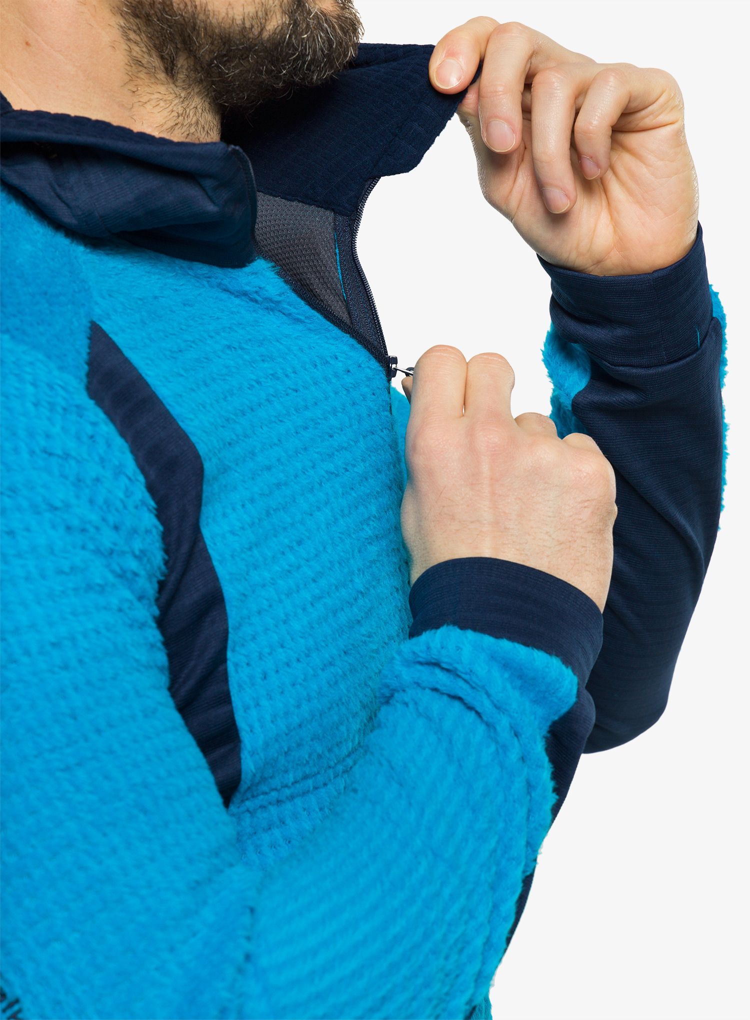 Pánská mikina Norrona Falketind Alpha120 Zip Hood - hawaiian surf/indigo night