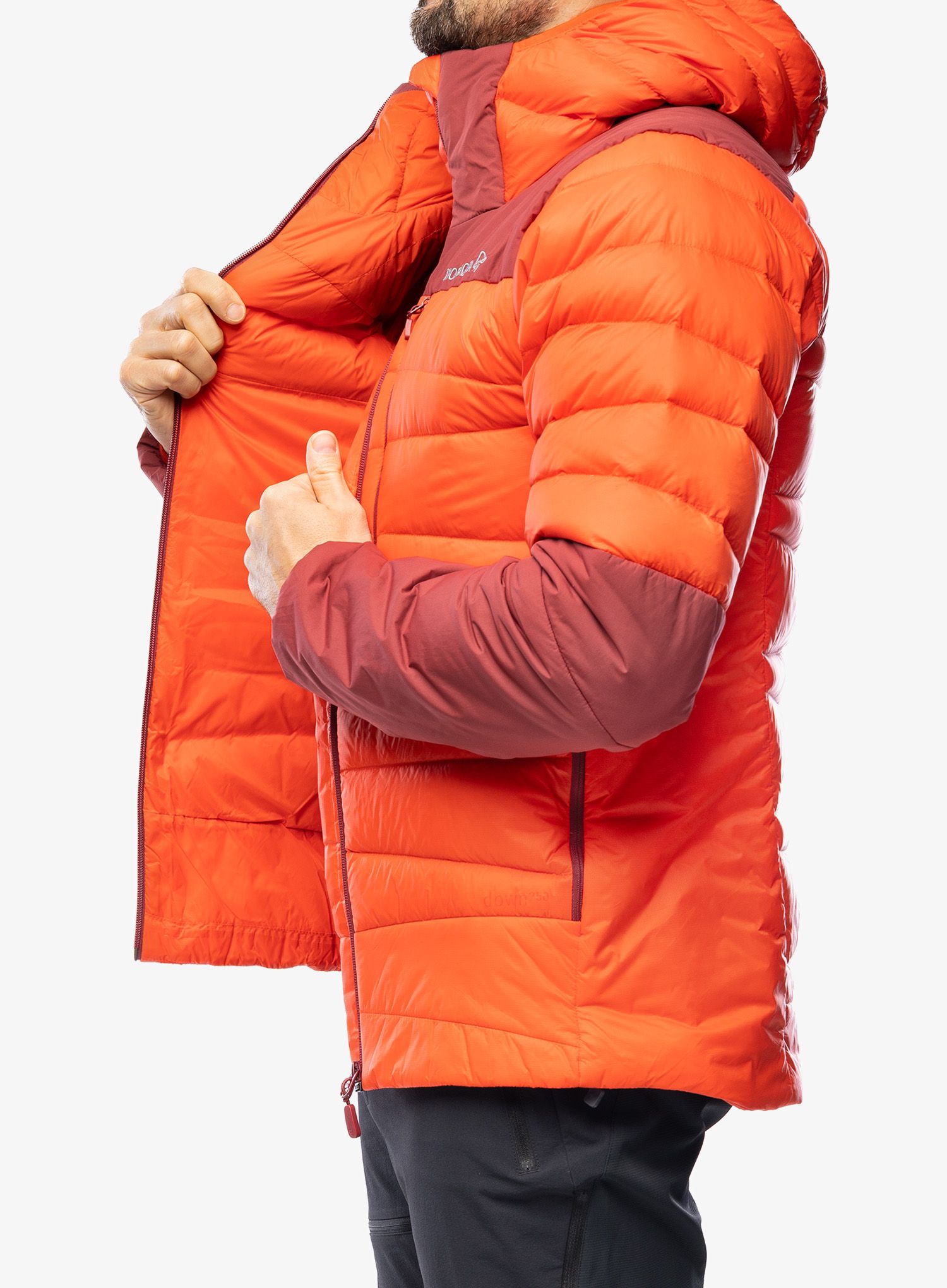 Péřová bunda Norrona Falketind Down750 Hood - arednalin/rhubarb