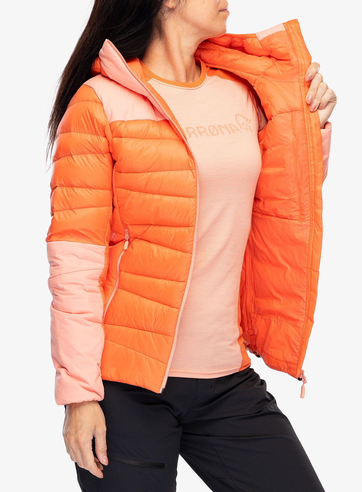 Dámská bunda Norrona Falketind Down750 Hood - orange/peach