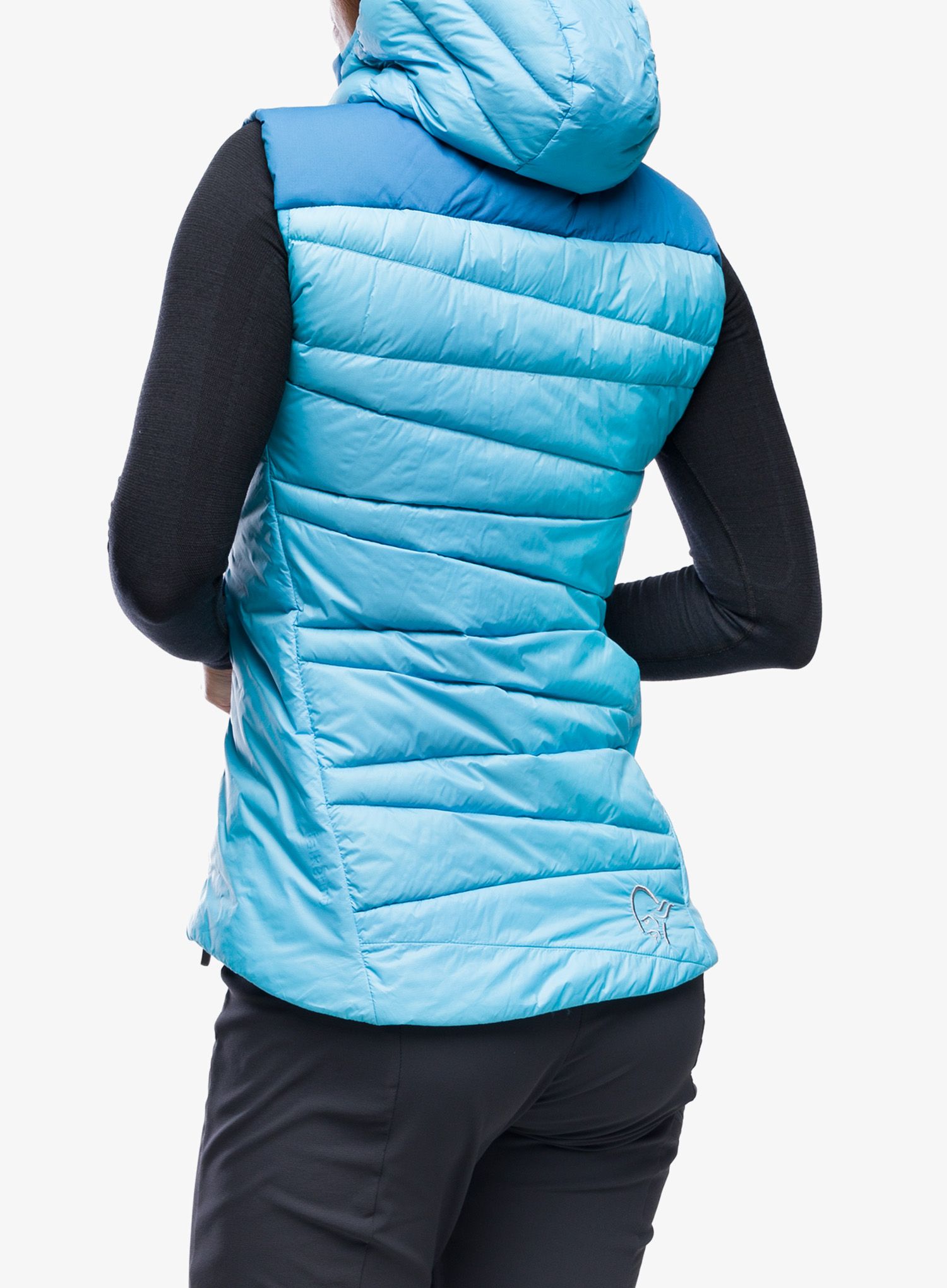Péřová vesta dámská Norrona Falketind Down750 Vest - aquarius/mykonos blue