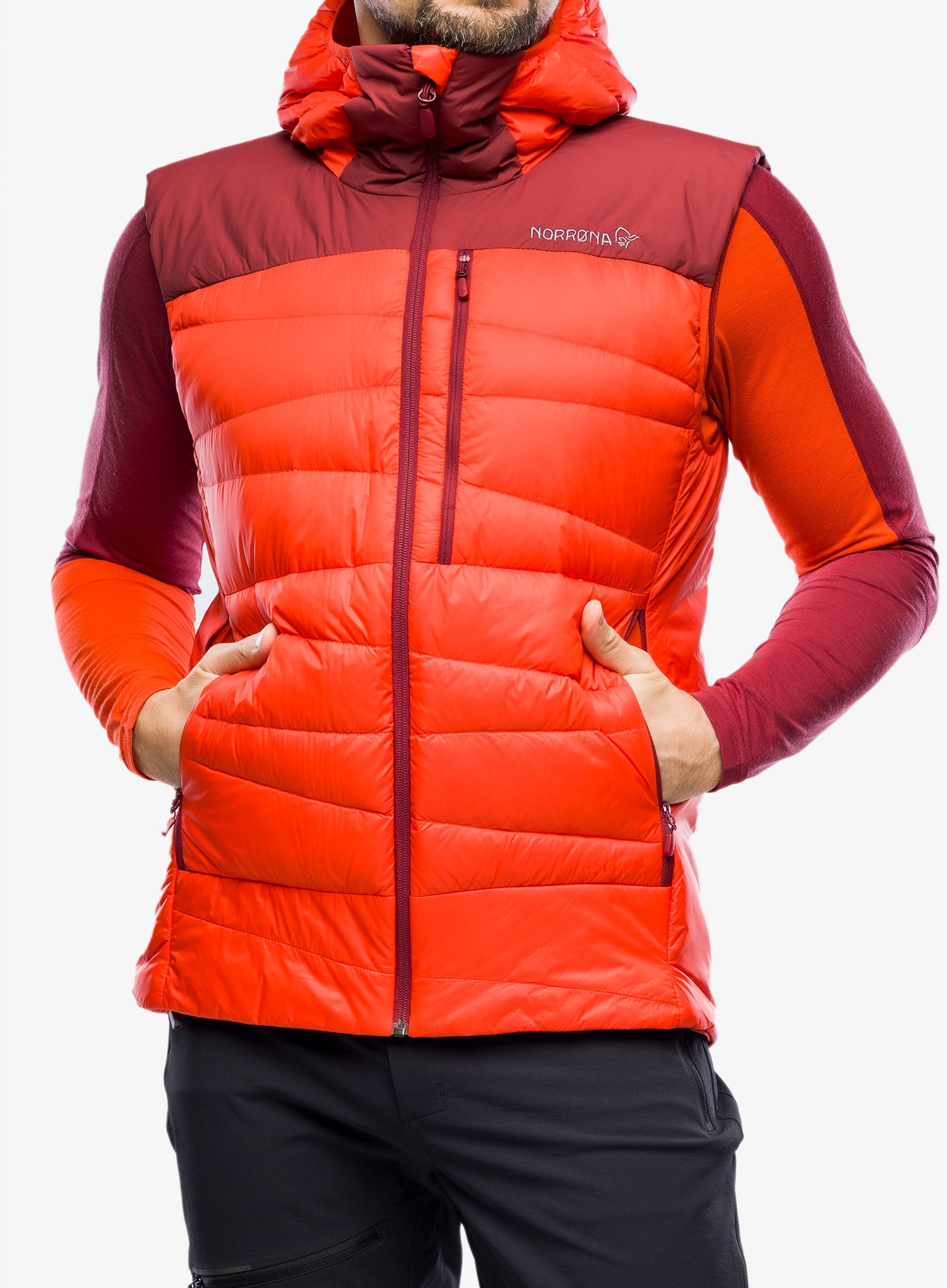 Péřová vesta Norrona Falketind Down750 Vest - arednalin/rhubarb