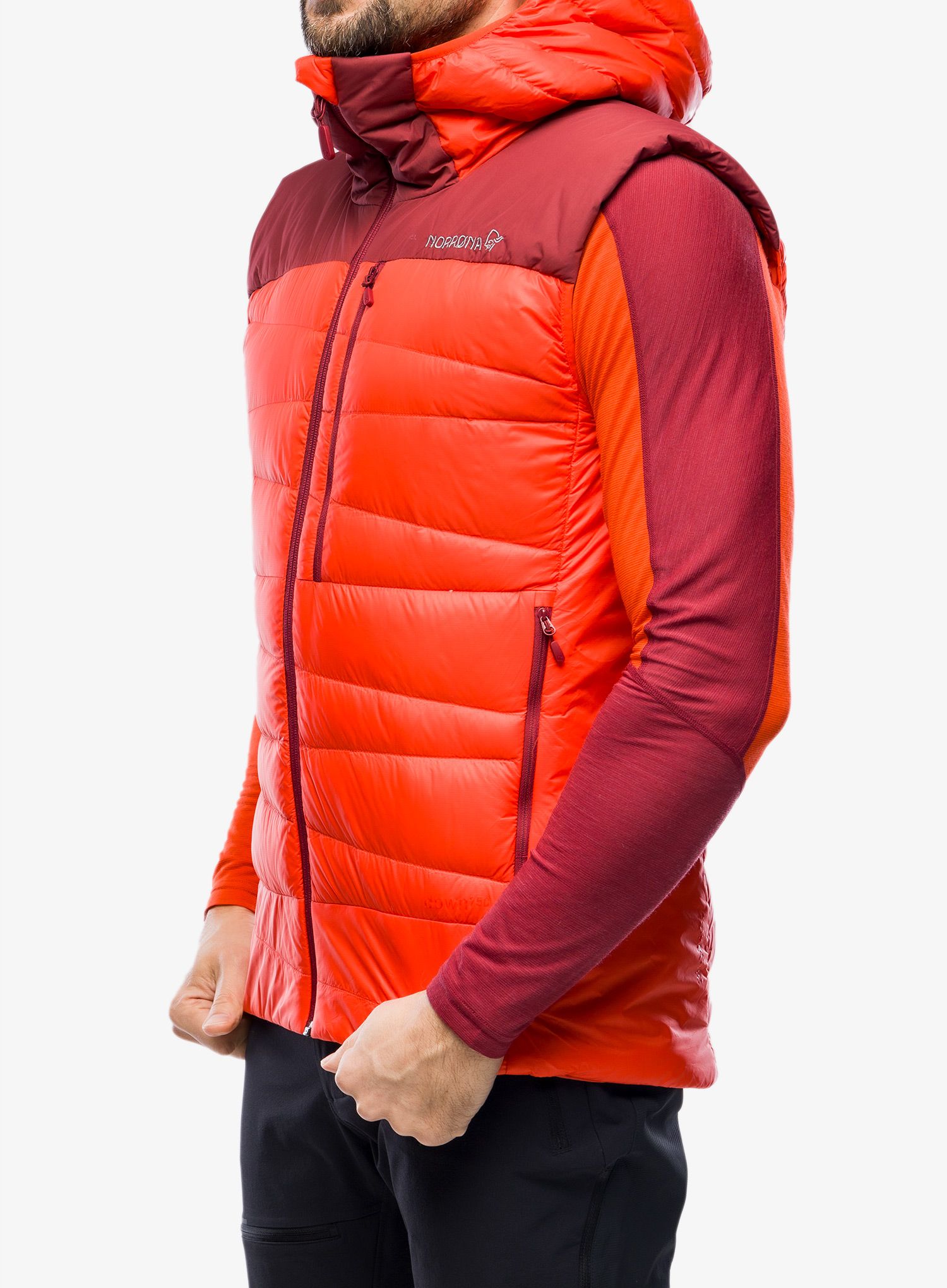 Péřová vesta Norrona Falketind Down750 Vest - arednalin/rhubarb