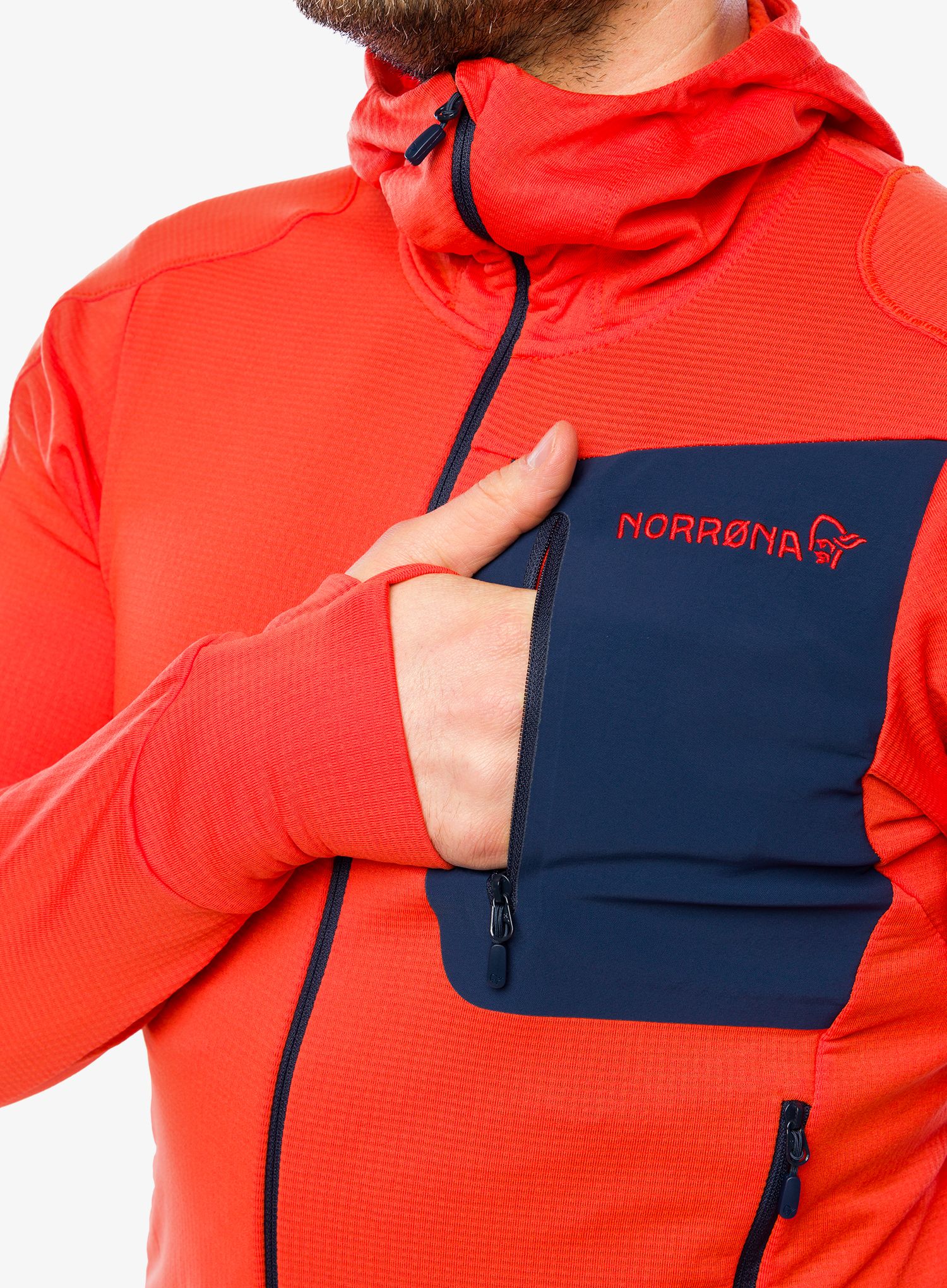 Outdoorova mikina Norrona Falketind Power Grid Hood - arednalin