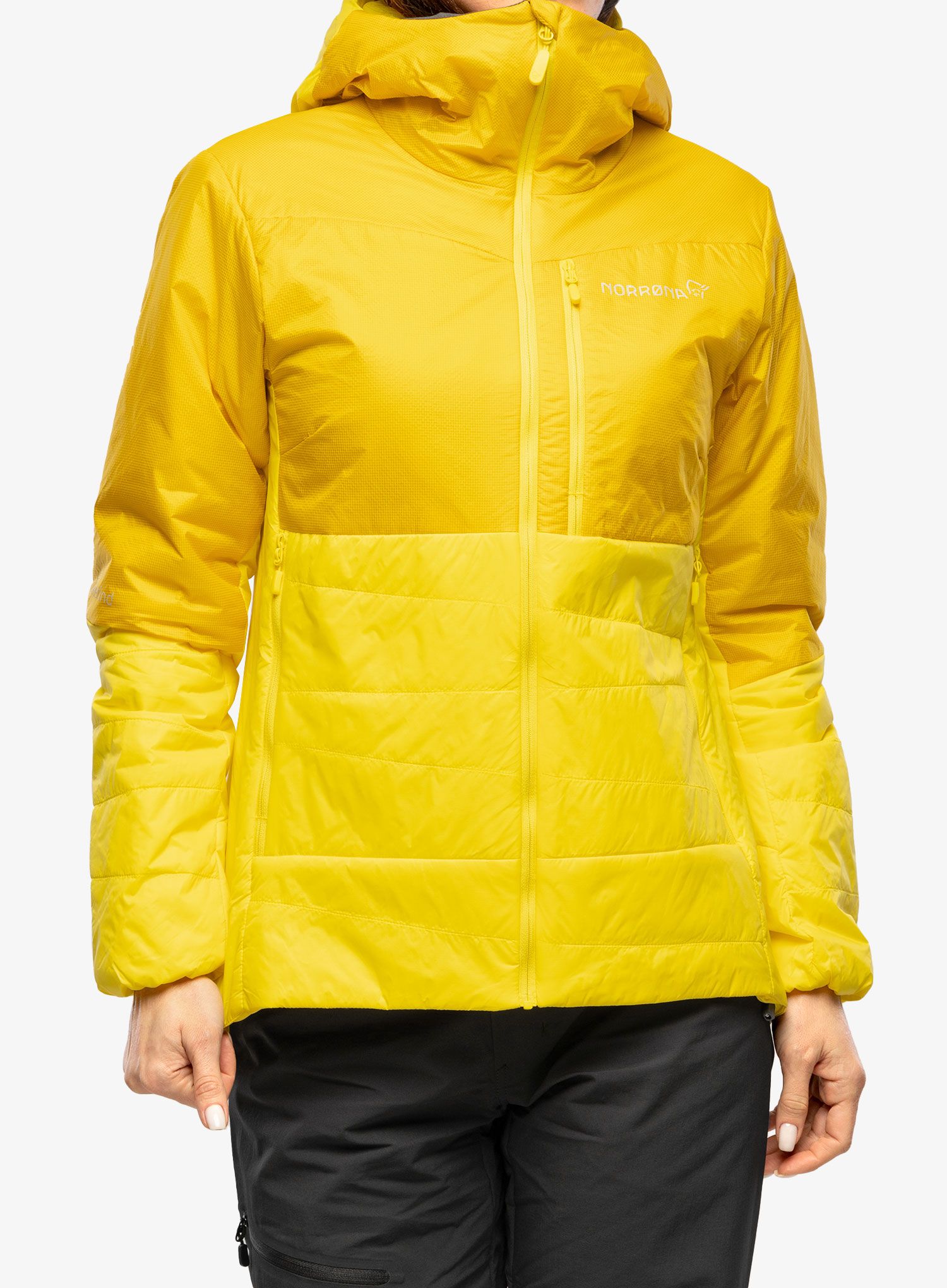 Zateplená bunda dámská Norrona Falketind Thermo60 Hood - sulphur/blazing yellow