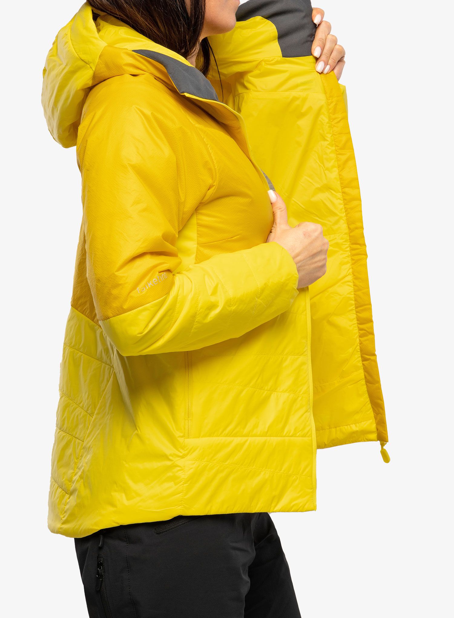 Zateplená bunda dámská Norrona Falketind Thermo60 Hood - sulphur/blazing yellow