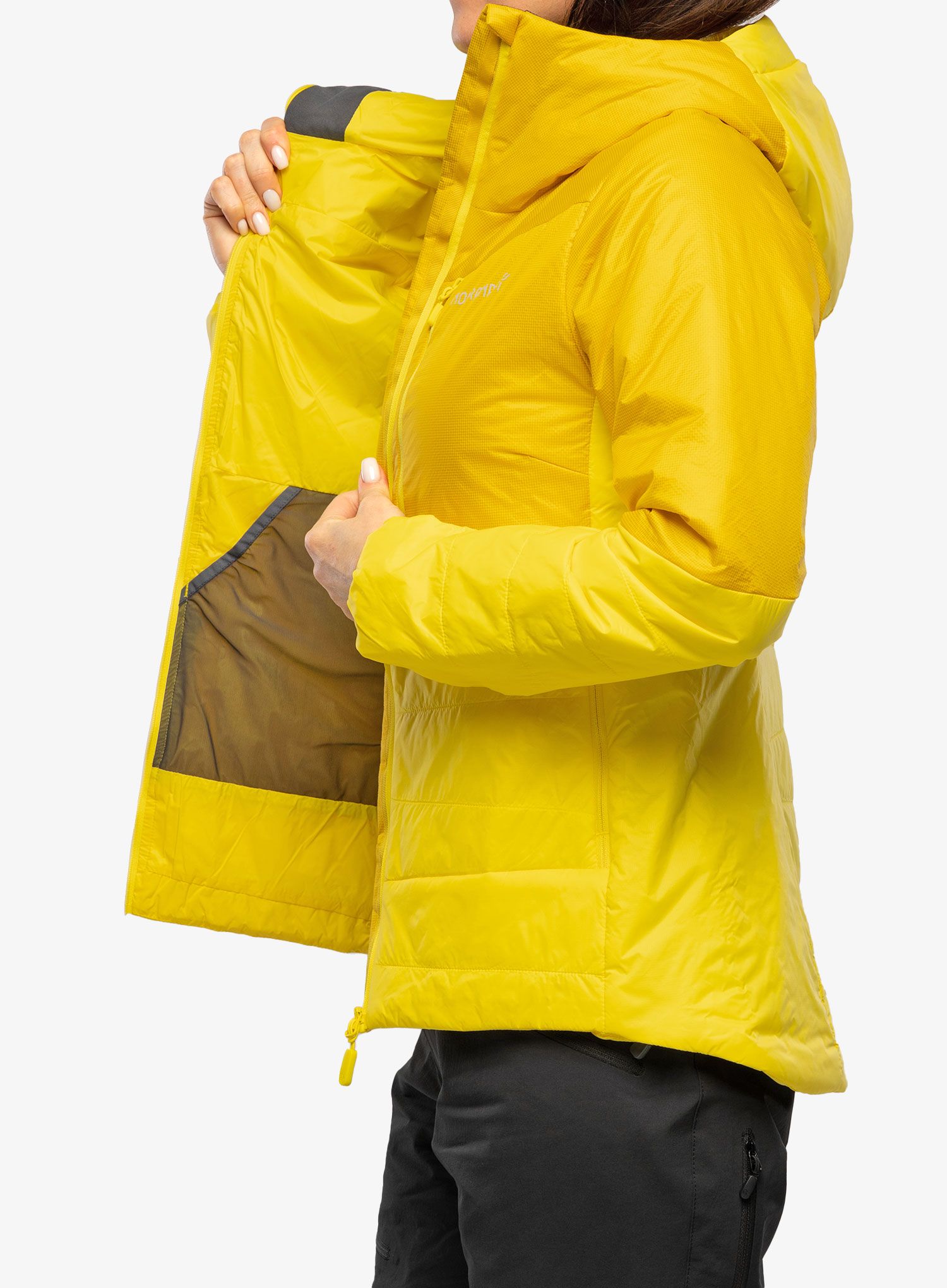 Zateplená bunda dámská Norrona Falketind Thermo60 Hood - sulphur/blazing yellow