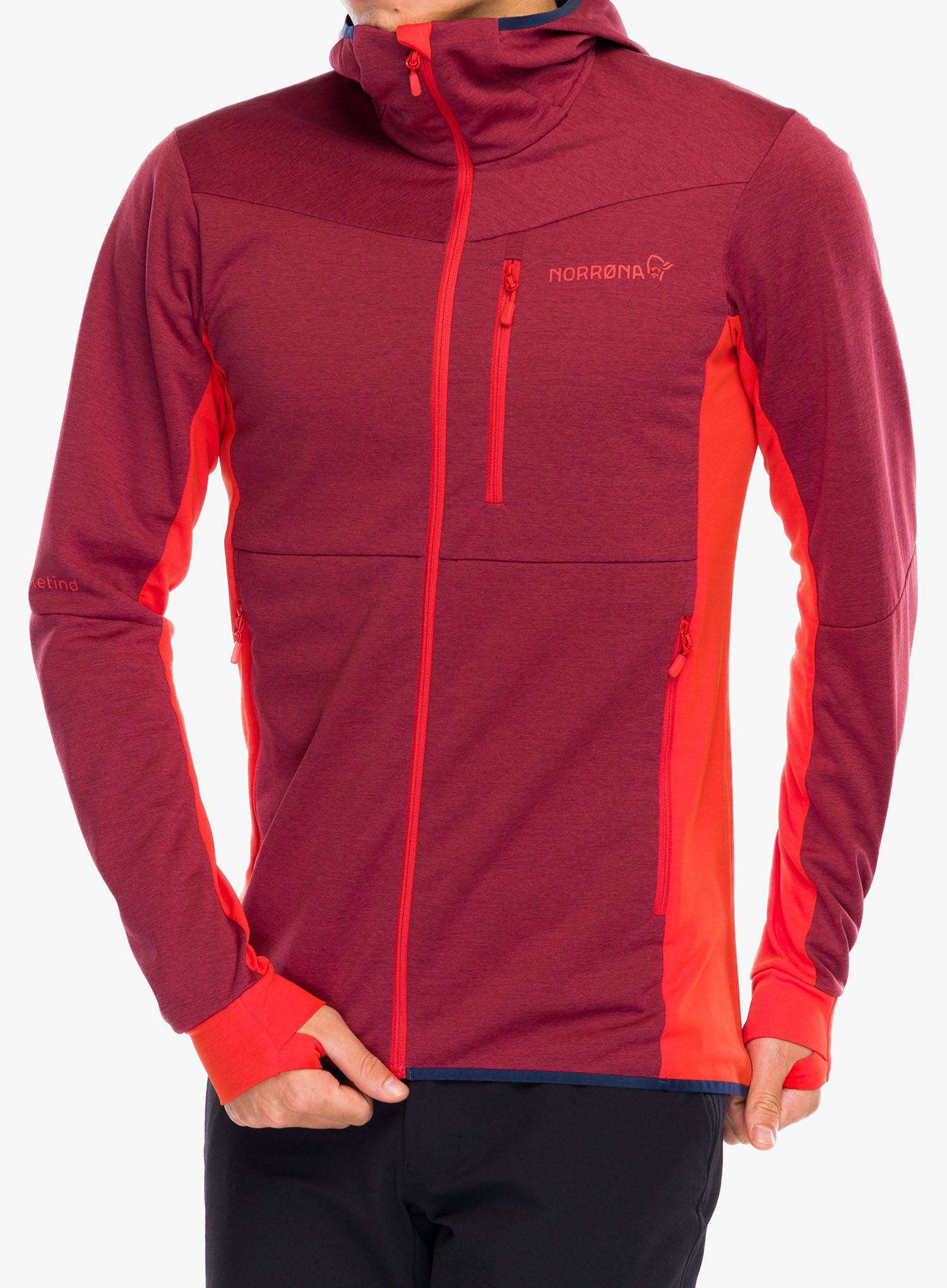 Fleecová bunda Norrona Falketind Warm2 Octa Hood - adrenalin/rhubarb