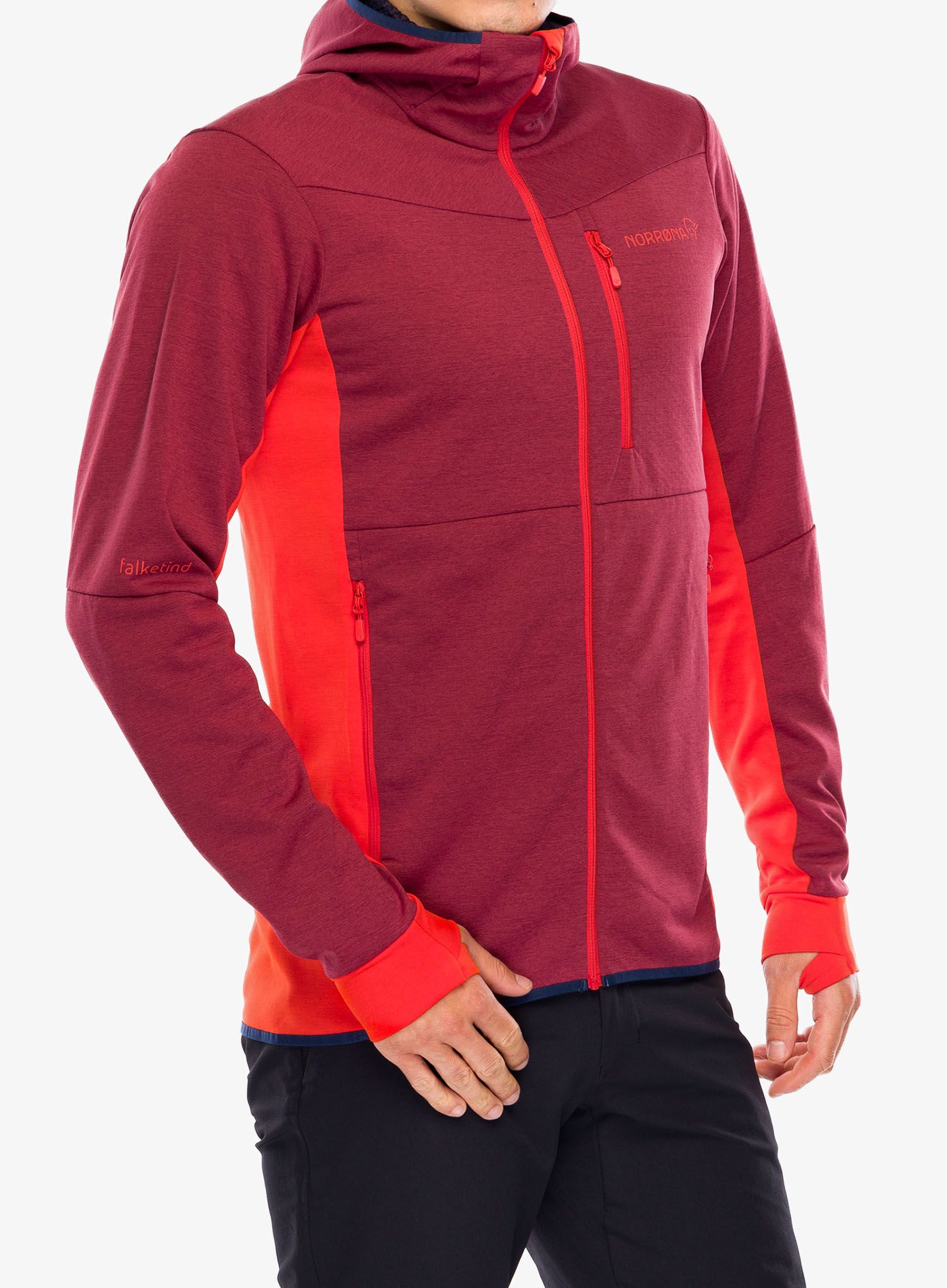 Fleecová bunda Norrona Falketind Warm2 Octa Hood - adrenalin/rhubarb