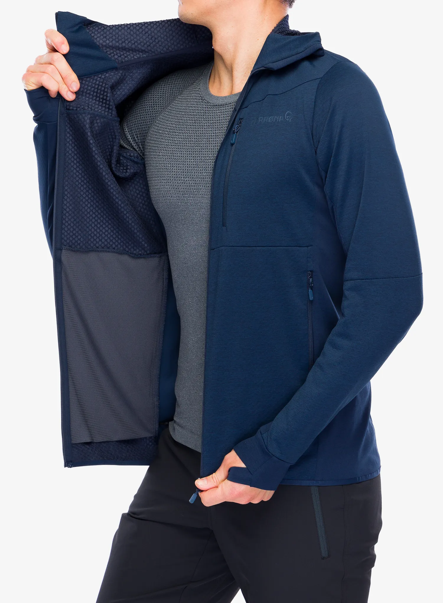 Fleecová bunda Norrona Falketind Warm2 Octa Hood - indigo night