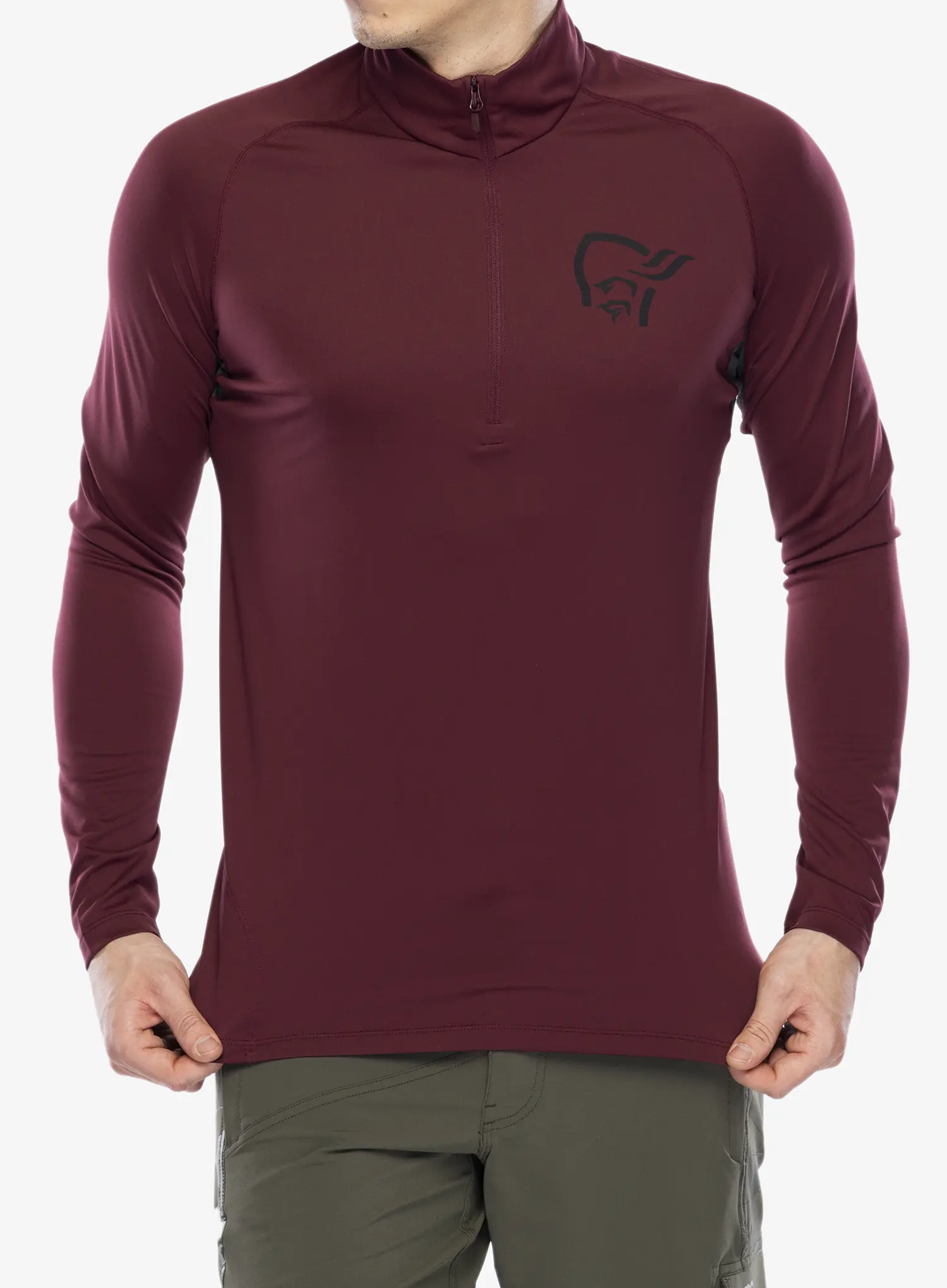 Mikina na kolo Norrona Fjora Equaliser LS Zip Top - tawny port