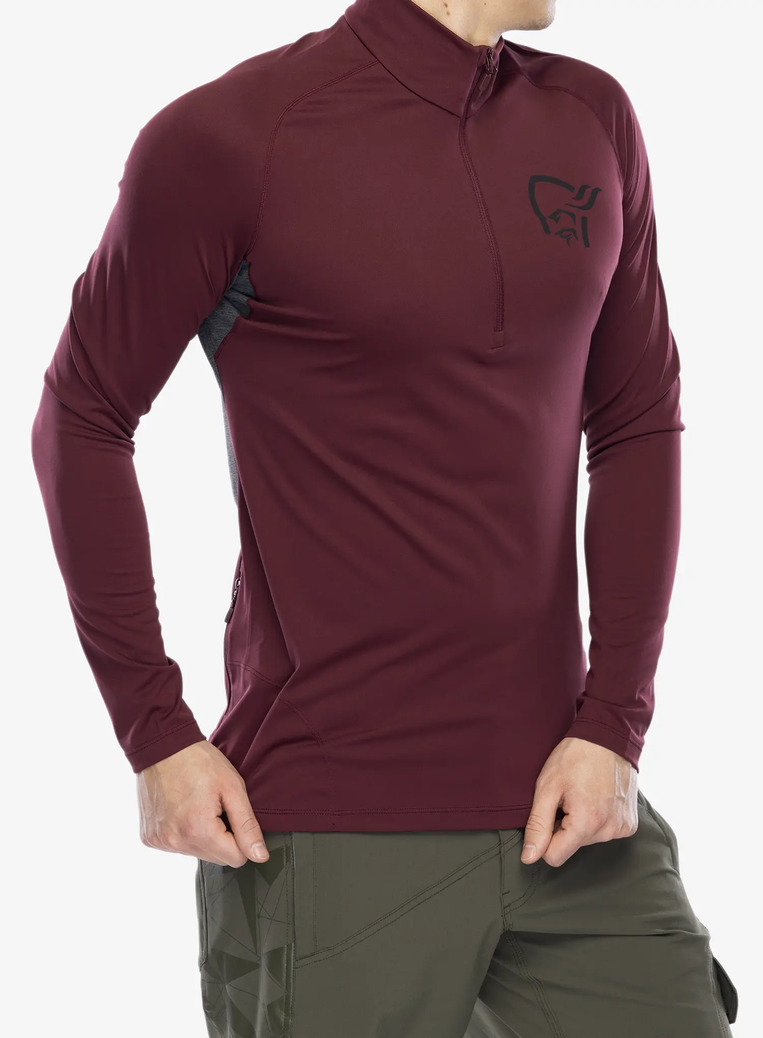 Mikina na kolo Norrona Fjora Equaliser LS Zip Top - tawny port