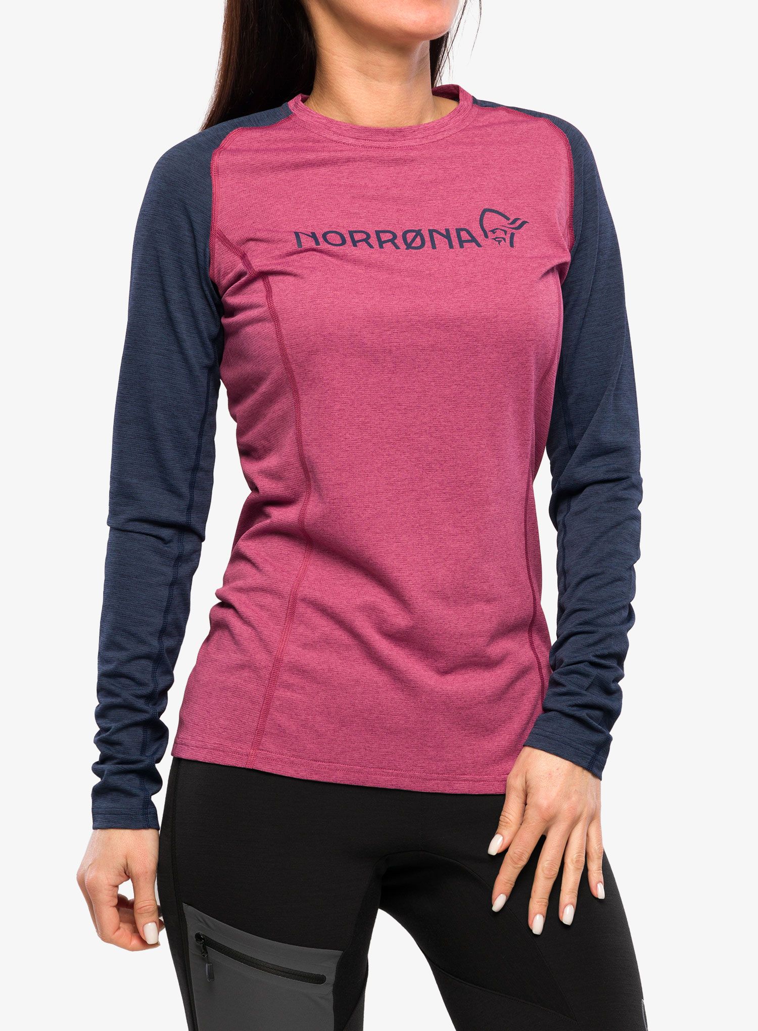 Cyklistická mikina dámská Norrona Fjora Equaliser Lightweight LS - violet quartz/indigo night