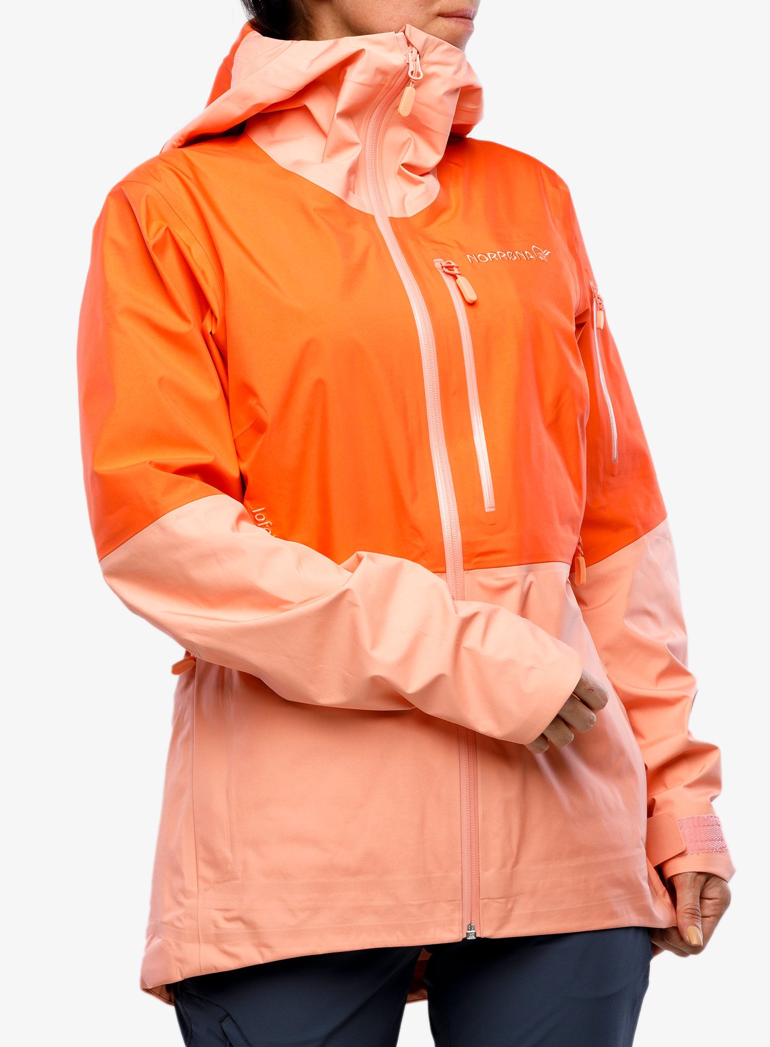 Dámská nepromokavá bunda s membránou Norrona Lofoten Gore-Tex Jacket - orange alert/peach amber