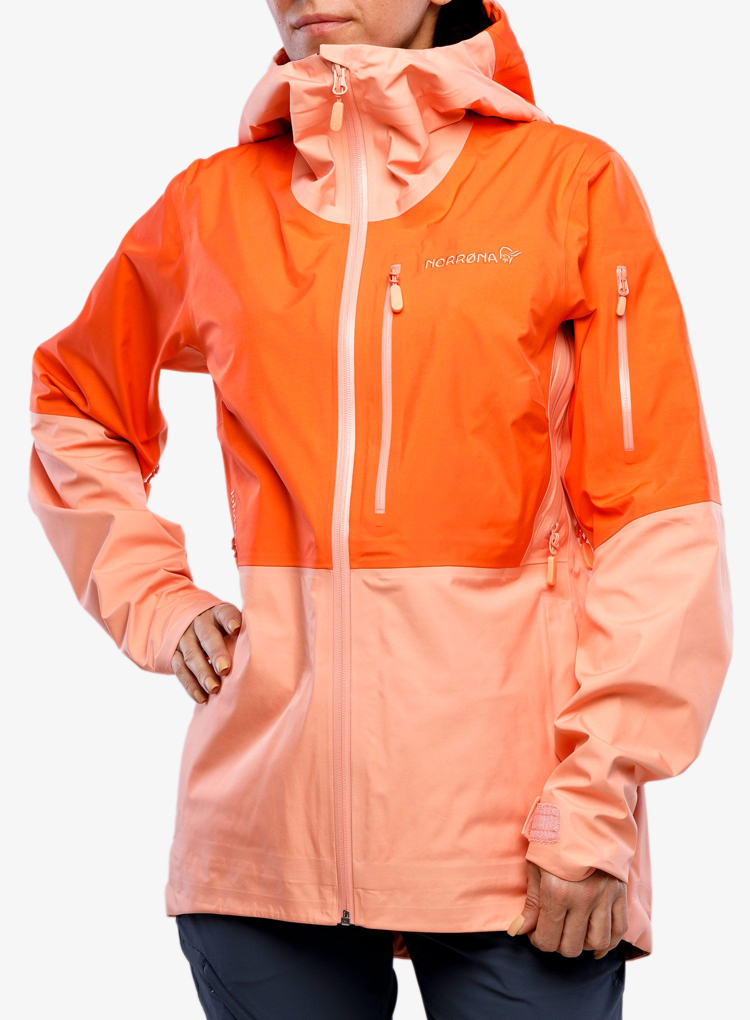 Dámská nepromokavá bunda s membránou Norrona Lofoten Gore-Tex Jacket - orange alert/peach amber