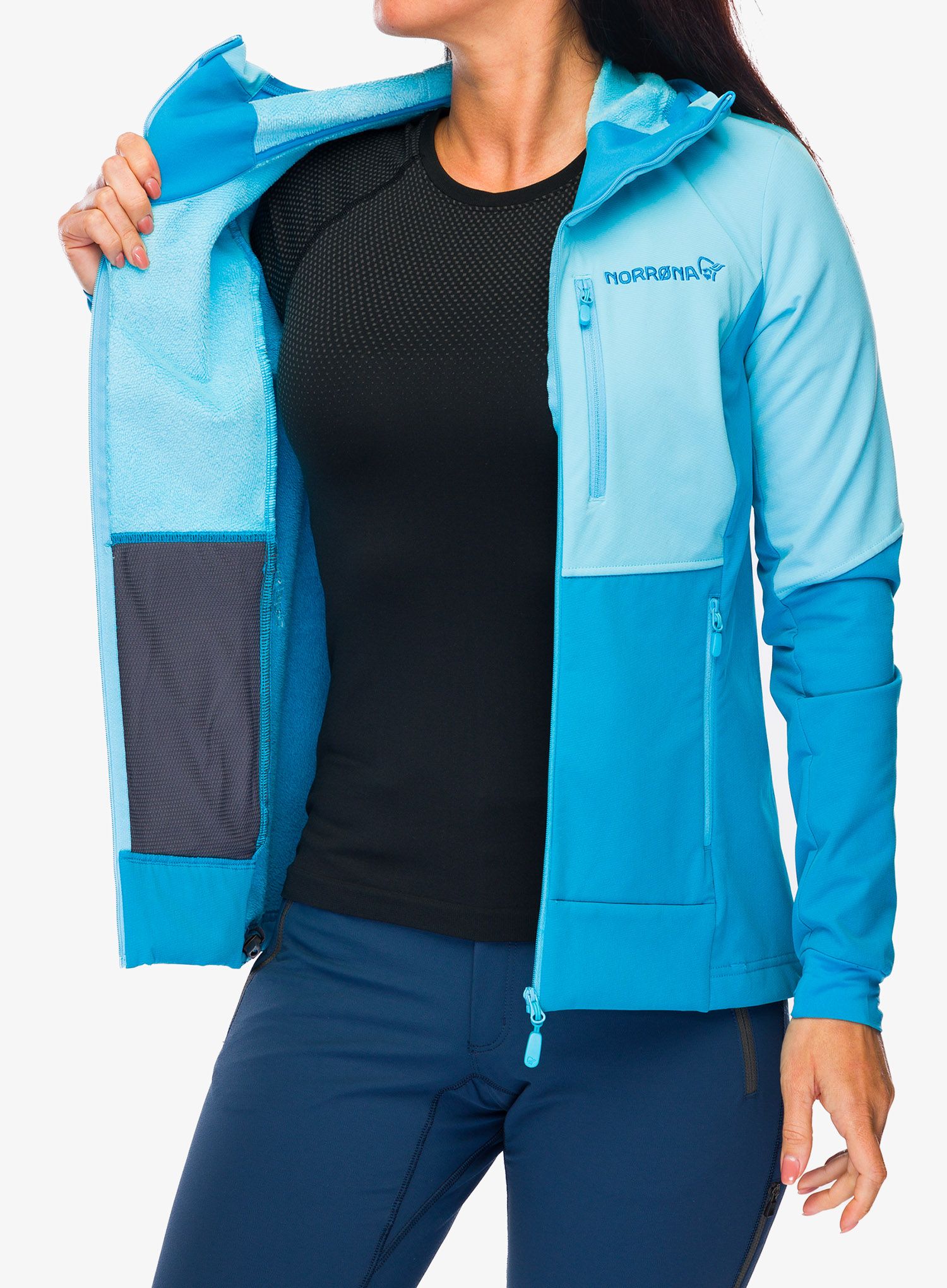 Damska bunda na skialpy Norrona Lofoten Hiloflex200 Hood – aquarius