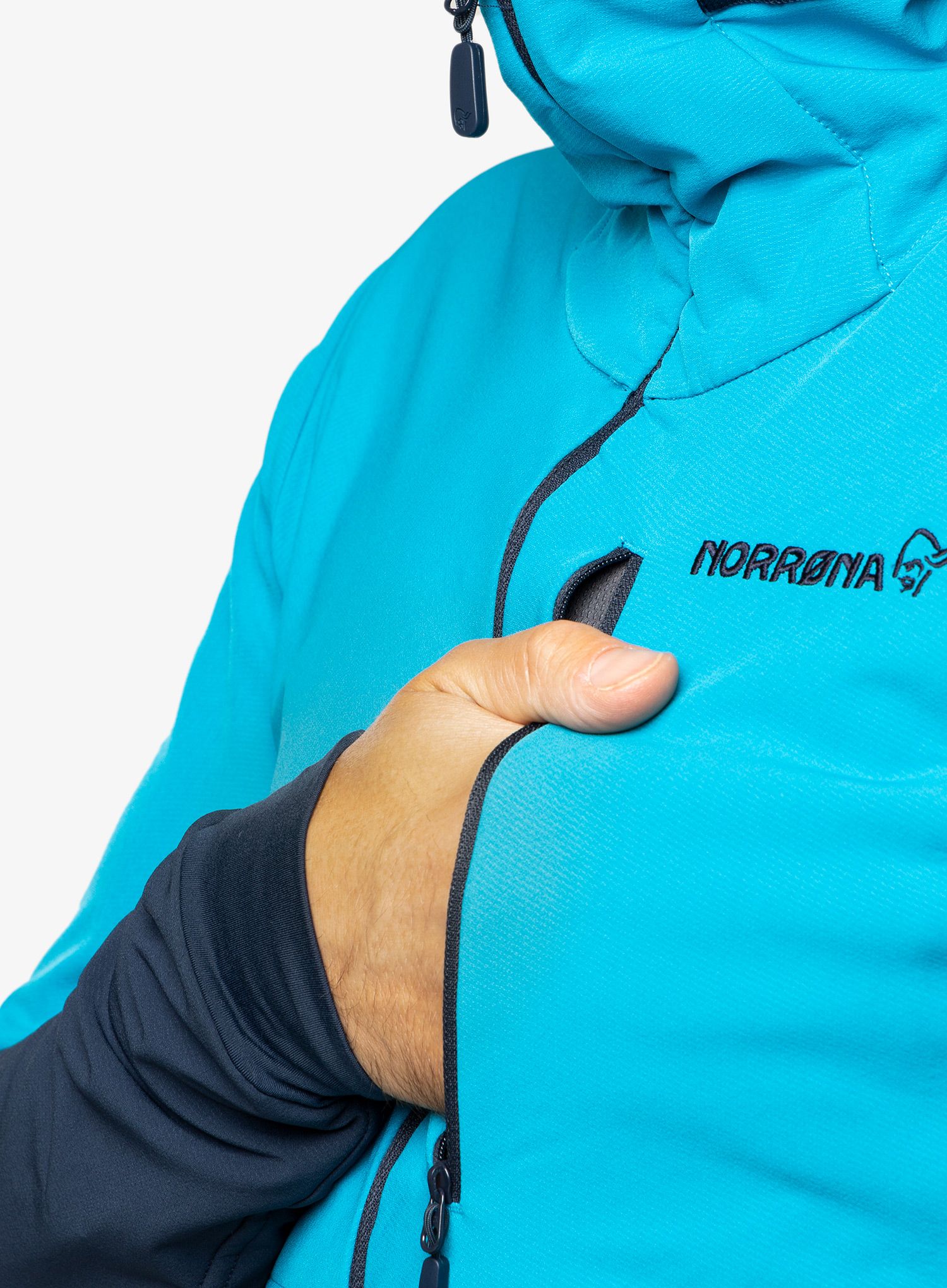 Bunda na skialpinismus Norrona Lofoten Hiloflex200 Hood - hawaiian surf/indigo night