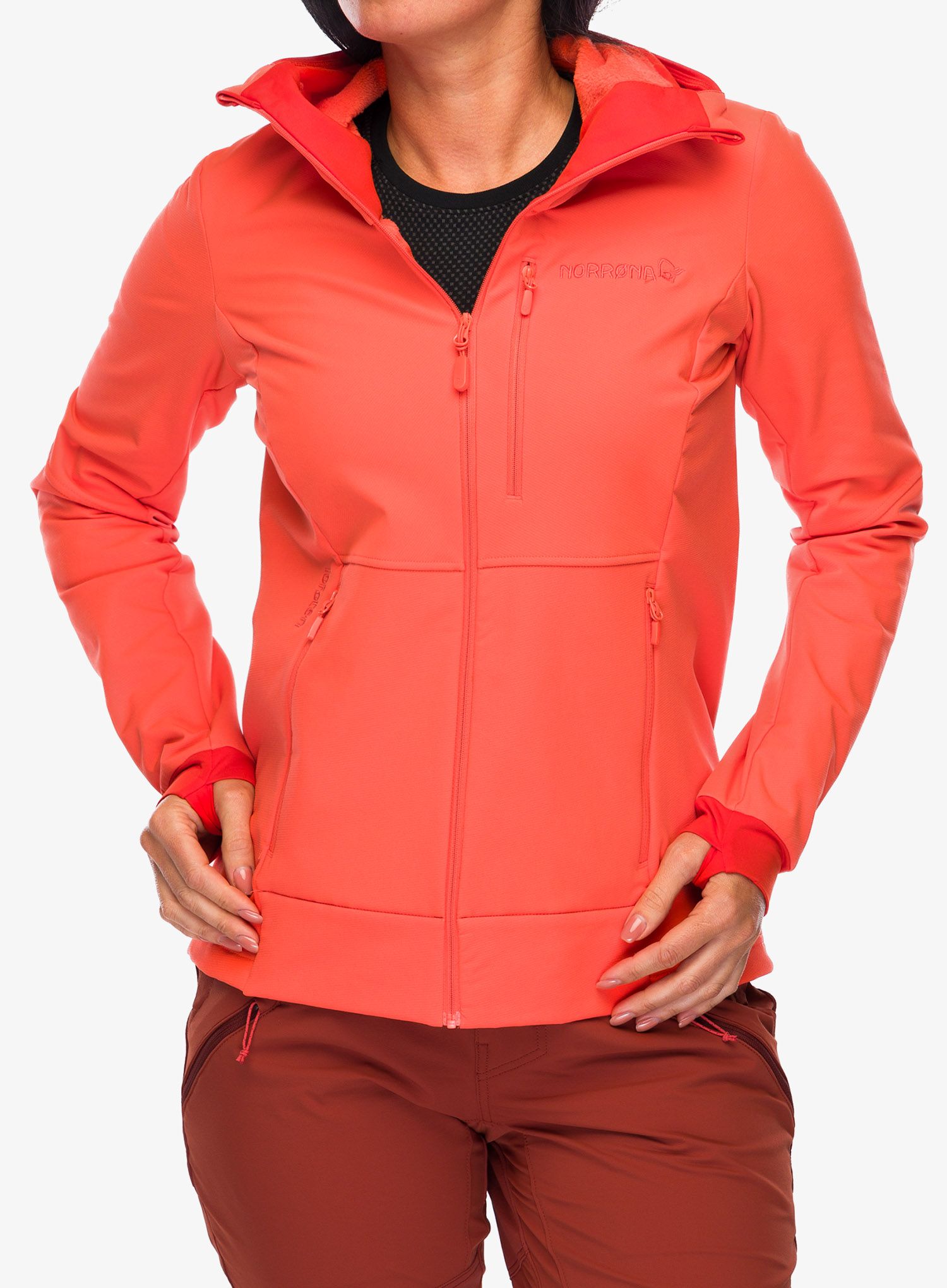Dámská bunda Norrona Lofoten Hiloflex200 Hood - orange alert/arednalin