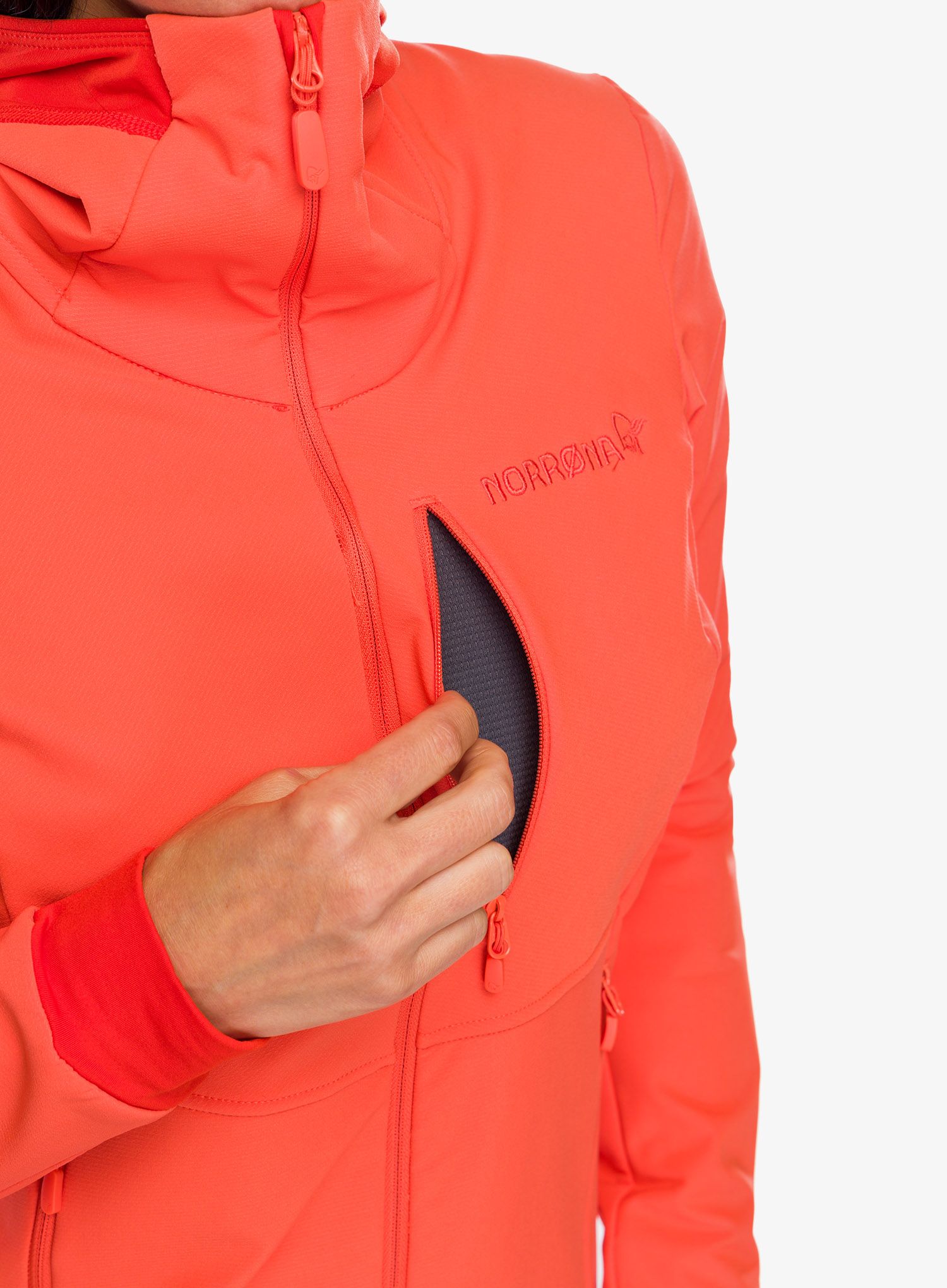 Dámská bunda Norrona Lofoten Hiloflex200 Hood - orange alert/arednalin