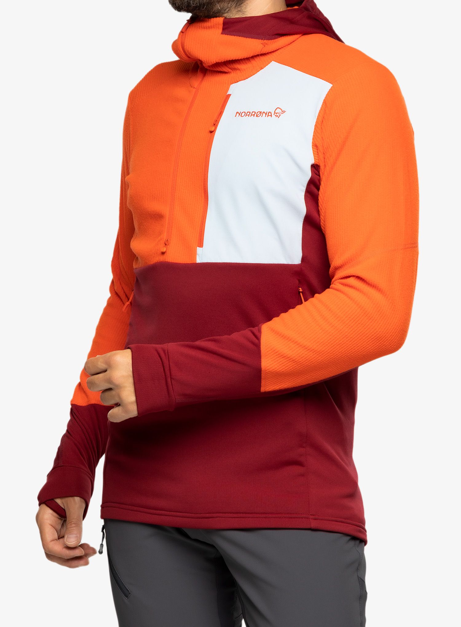 Fleece mikina Norrona Lofoten Thermal Pro Hood - arednalin/rhubarb