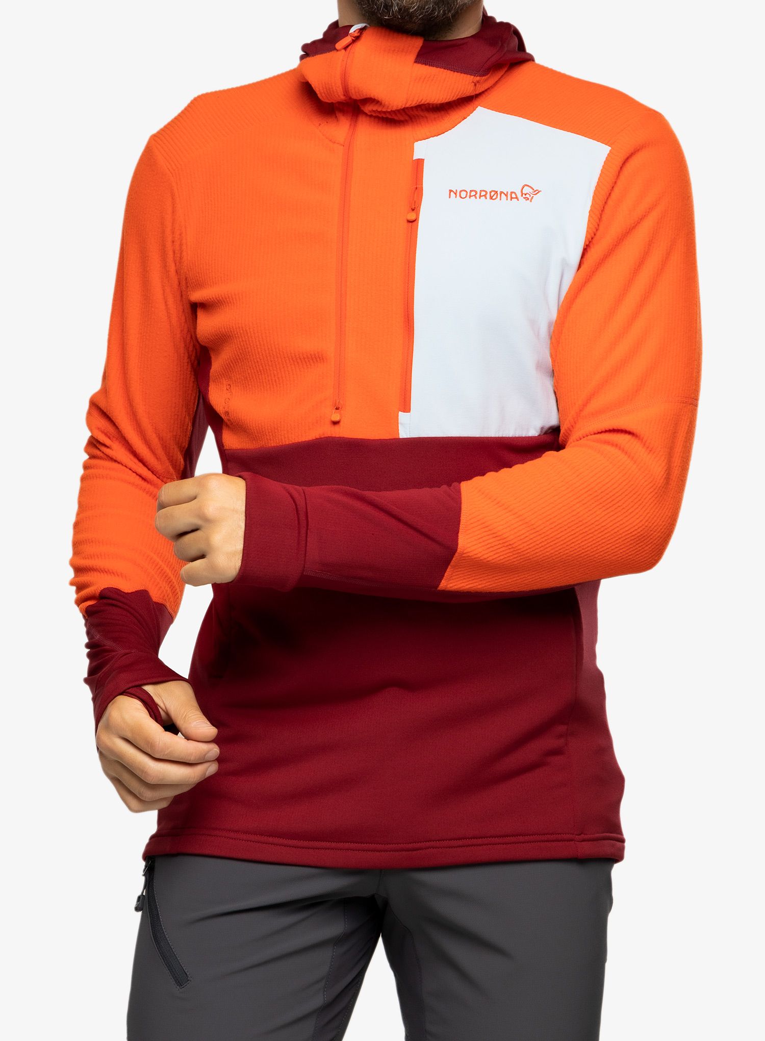 Fleece mikina Norrona Lofoten Thermal Pro Hood - arednalin/rhubarb