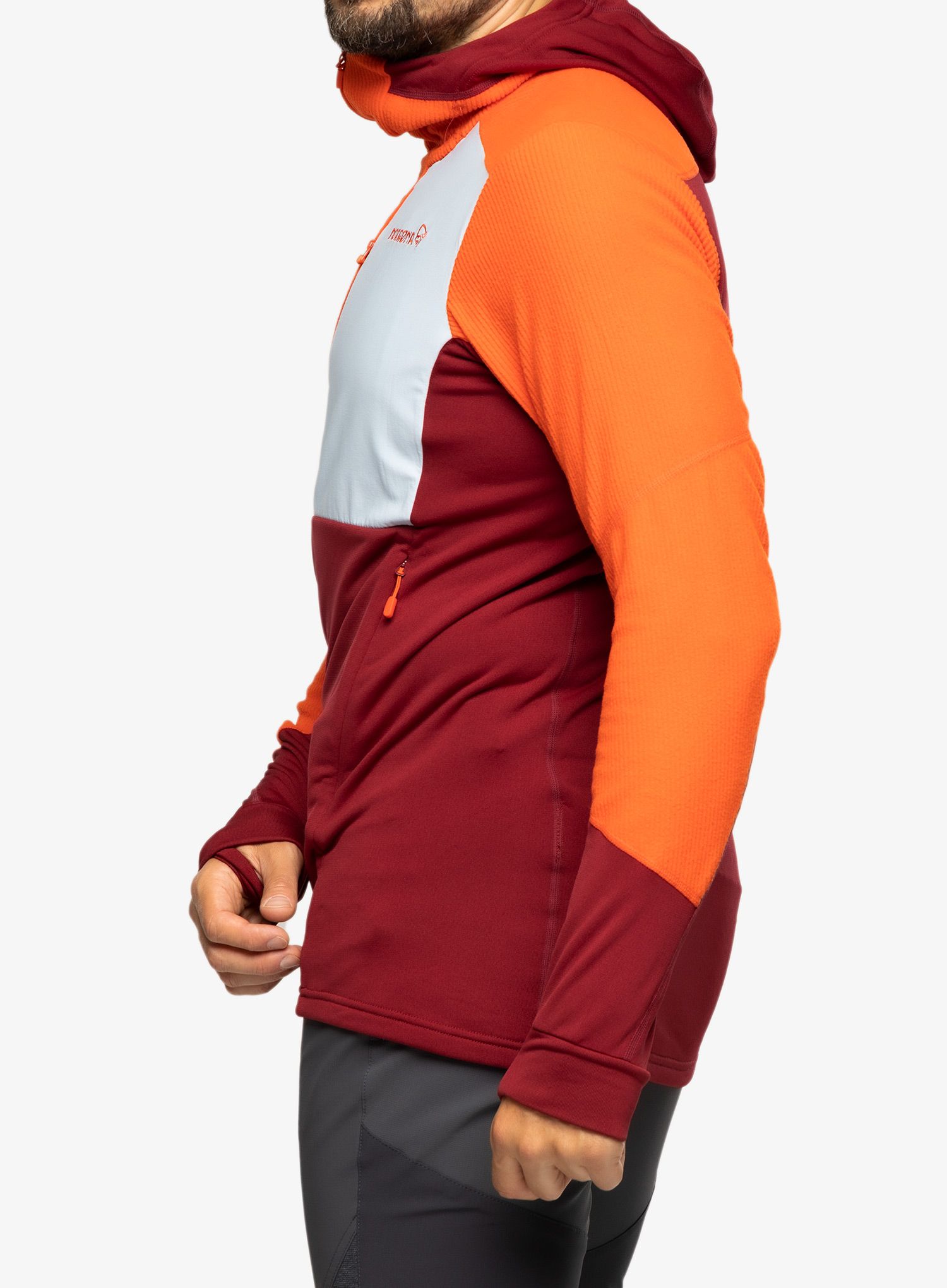 Fleece mikina Norrona Lofoten Thermal Pro Hood - arednalin/rhubarb