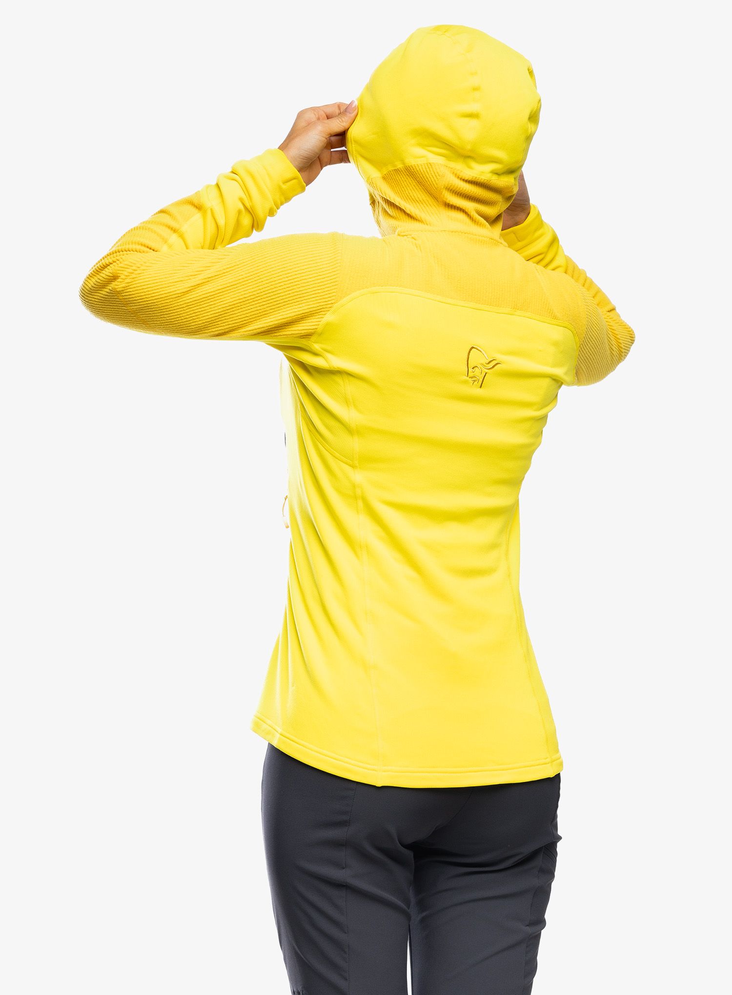 Fleece mikina dámská Norrona Lofoten Thermal Pro Hood - blazing yellow/sulphur