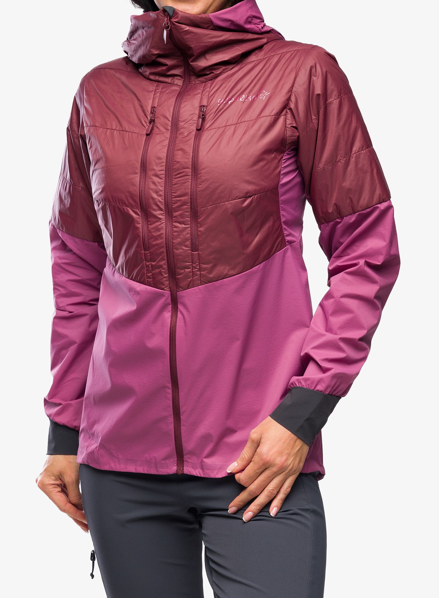 Hybridní bunda dámská Norrona Lyngen Aero80 Insulated Zip Hood - violet quartz