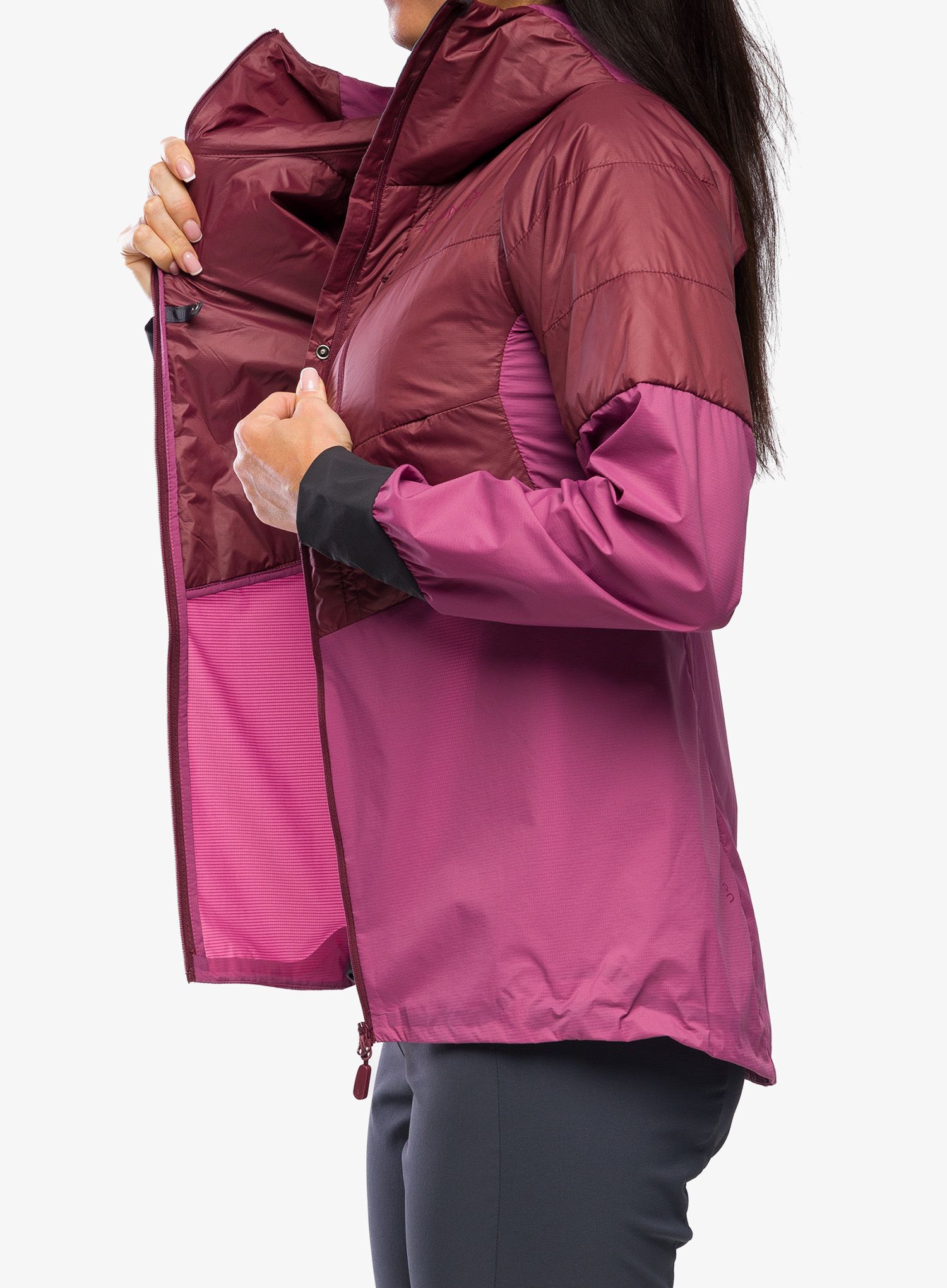 Hybridní bunda dámská Norrona Lyngen Aero80 Insulated Zip Hood - violet quartz
