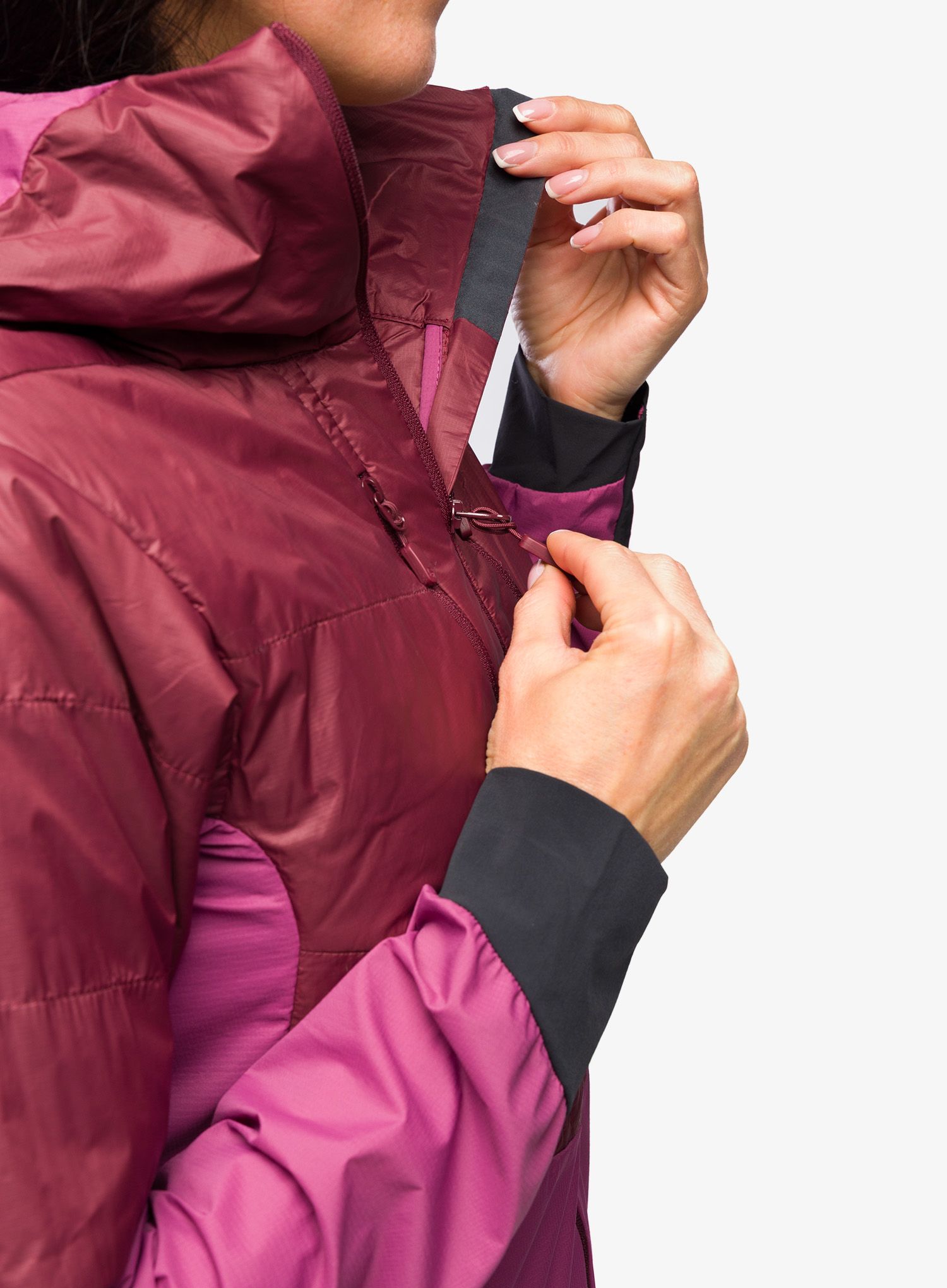 Hybridní bunda dámská Norrona Lyngen Aero80 Insulated Zip Hood - violet quartz