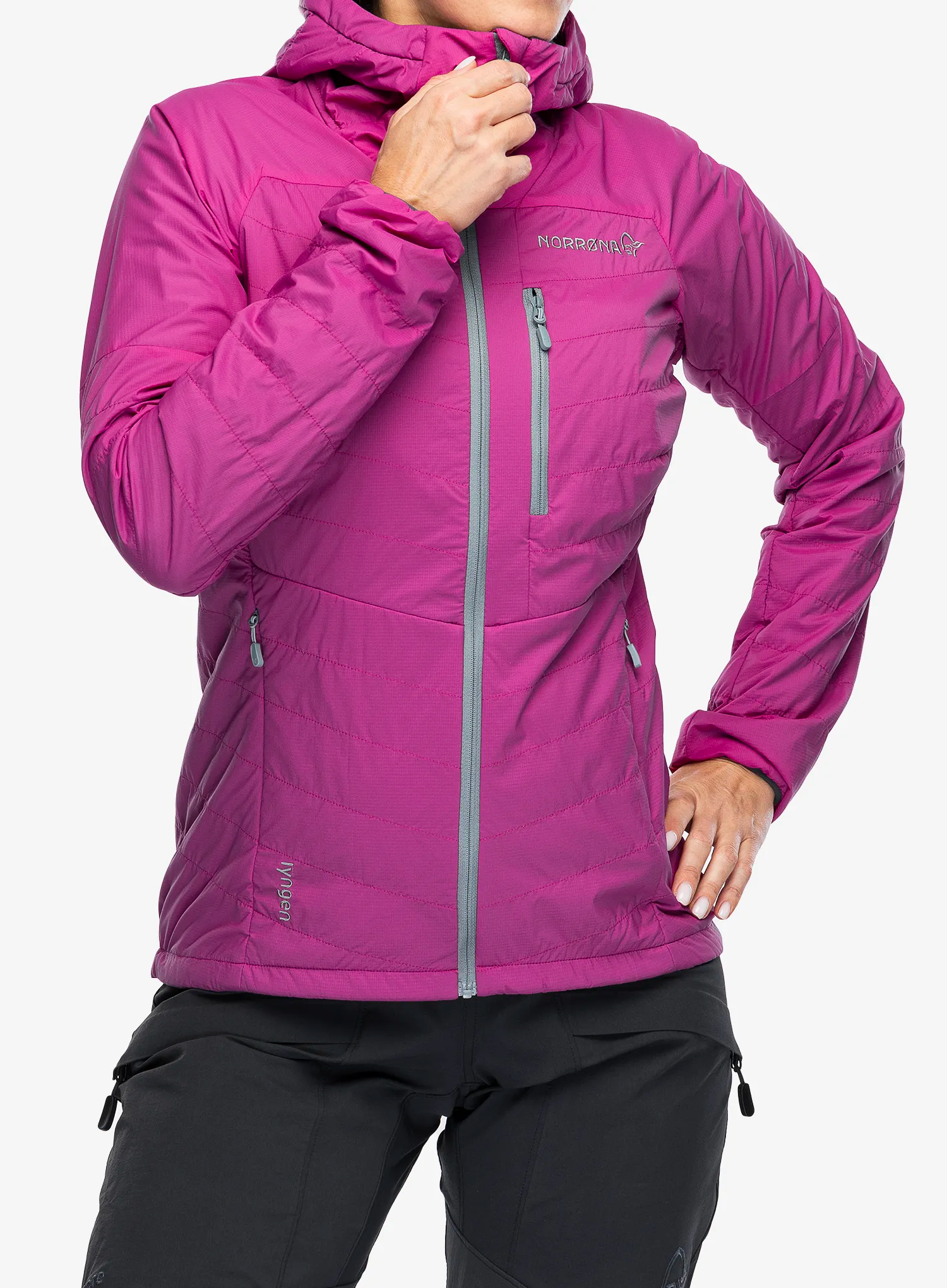 Zateplená bunda dámská Norrona Lyngen Alpha100 Zip Hood - festival fuchsia