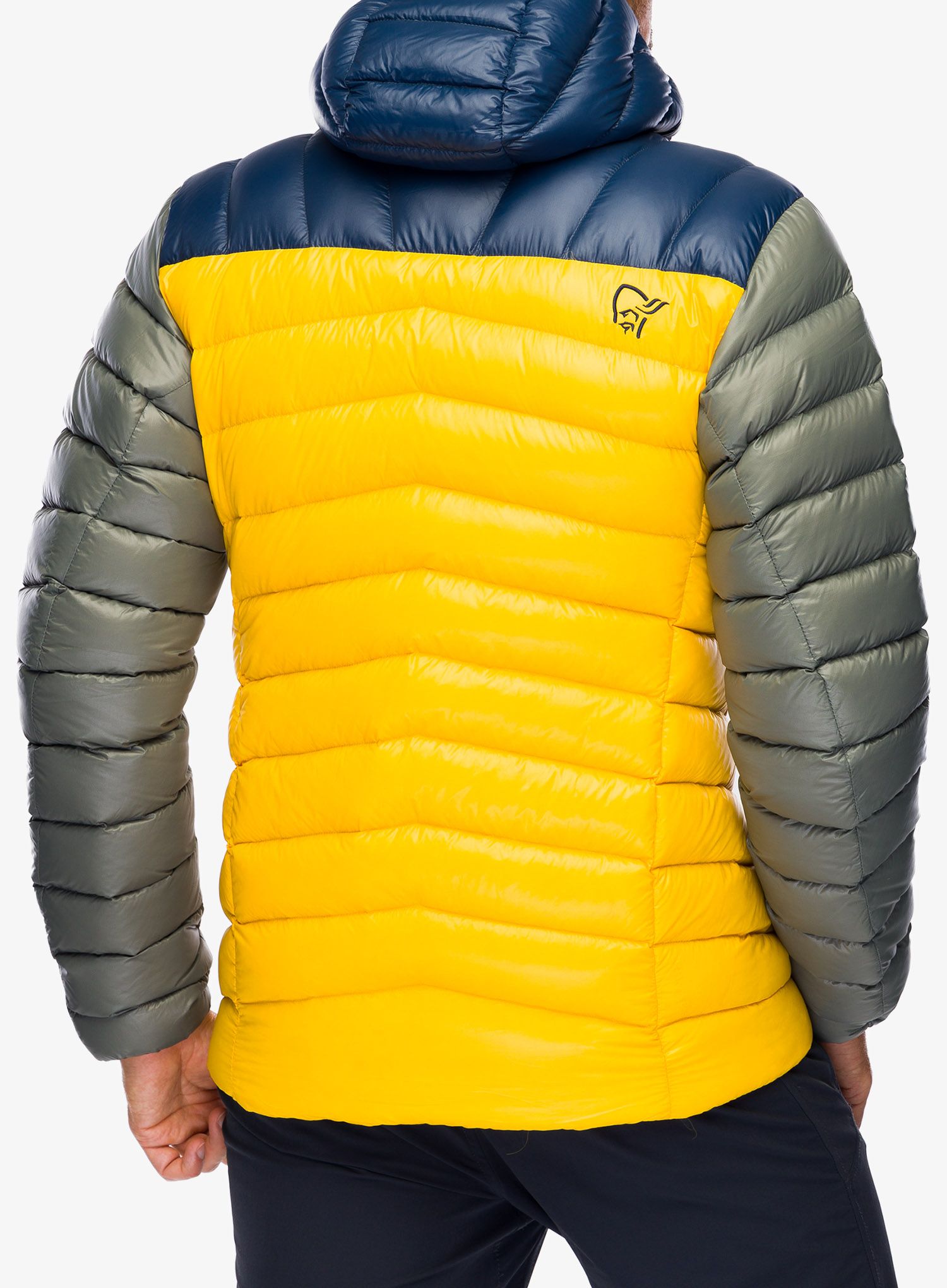 Péřová bunda pánská Norrona Lyngen Down850 Hood – indigo/lemon