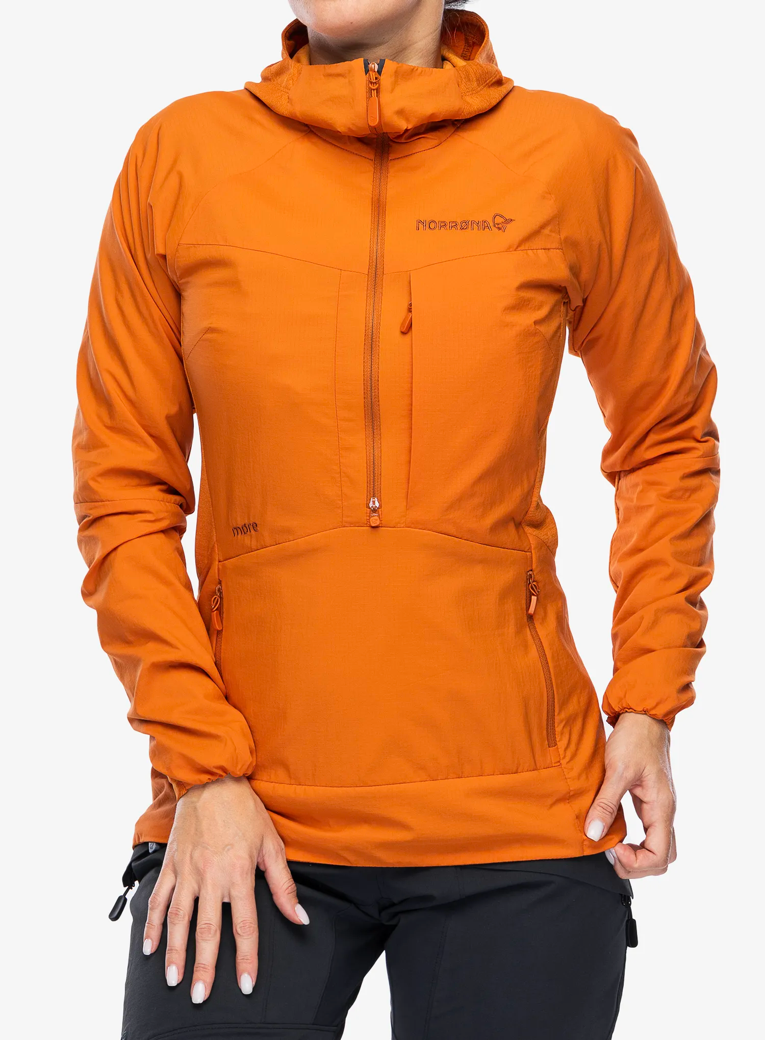 Hybridní bunda dámská Norrona More Octa Zip Hood - gold flame
