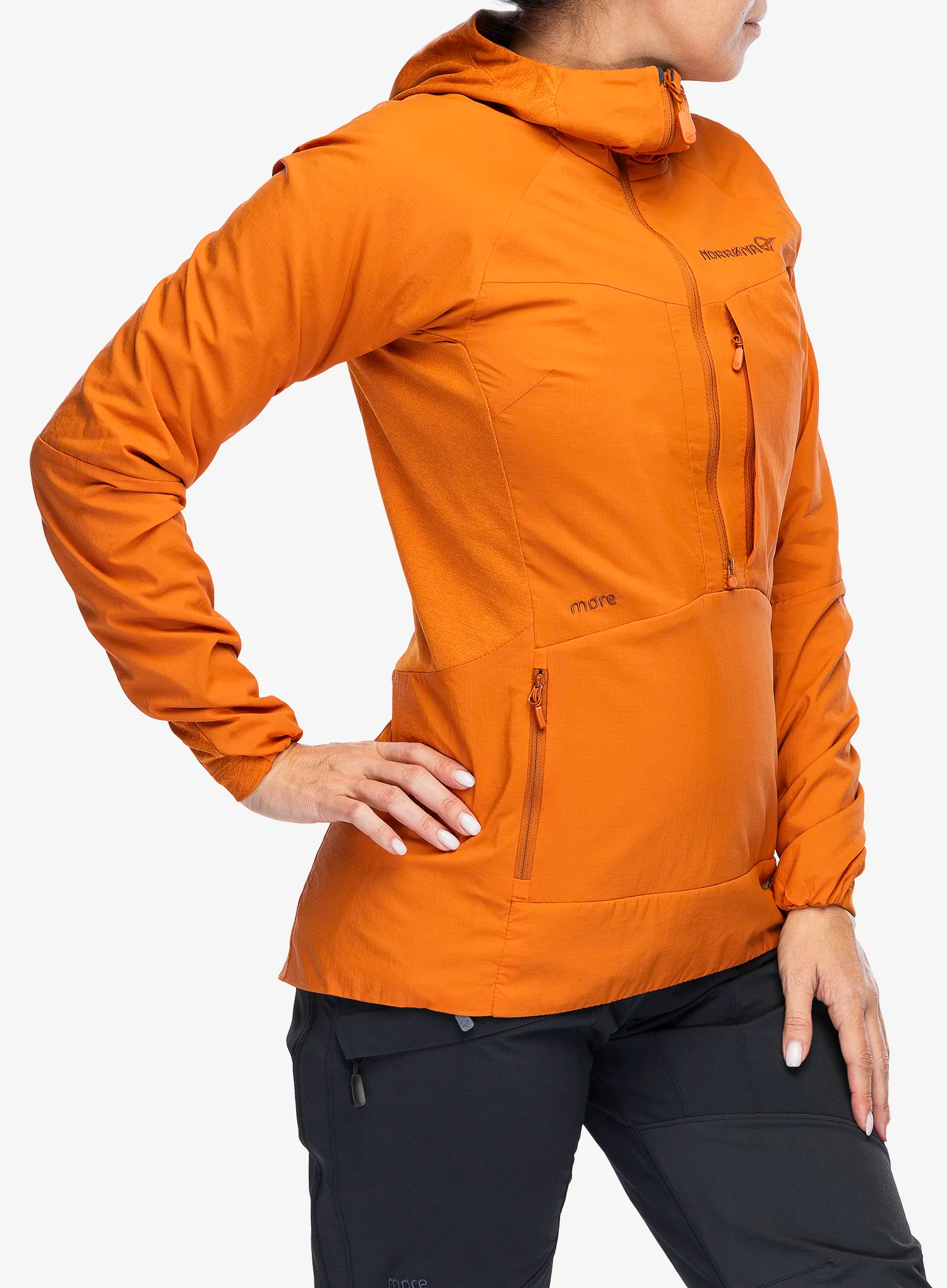 Hybridní bunda dámská Norrona More Octa Zip Hood - gold flame