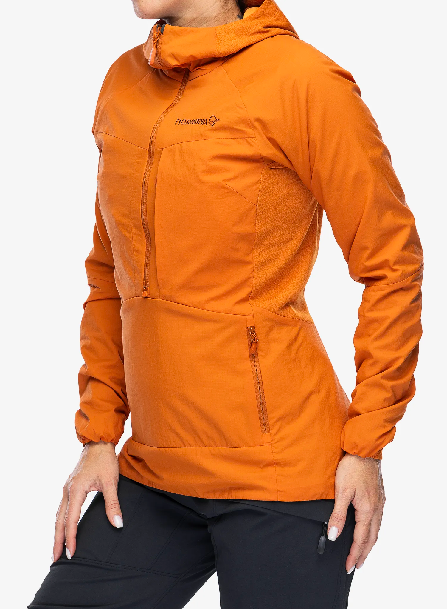 Hybridní bunda dámská Norrona More Octa Zip Hood - gold flame