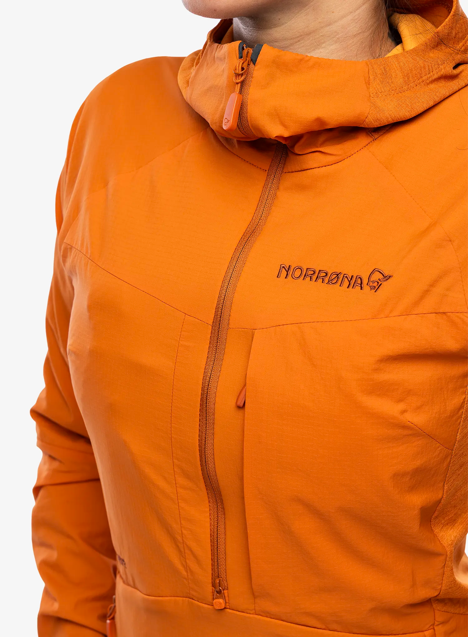 Hybridní bunda dámská Norrona More Octa Zip Hood - gold flame