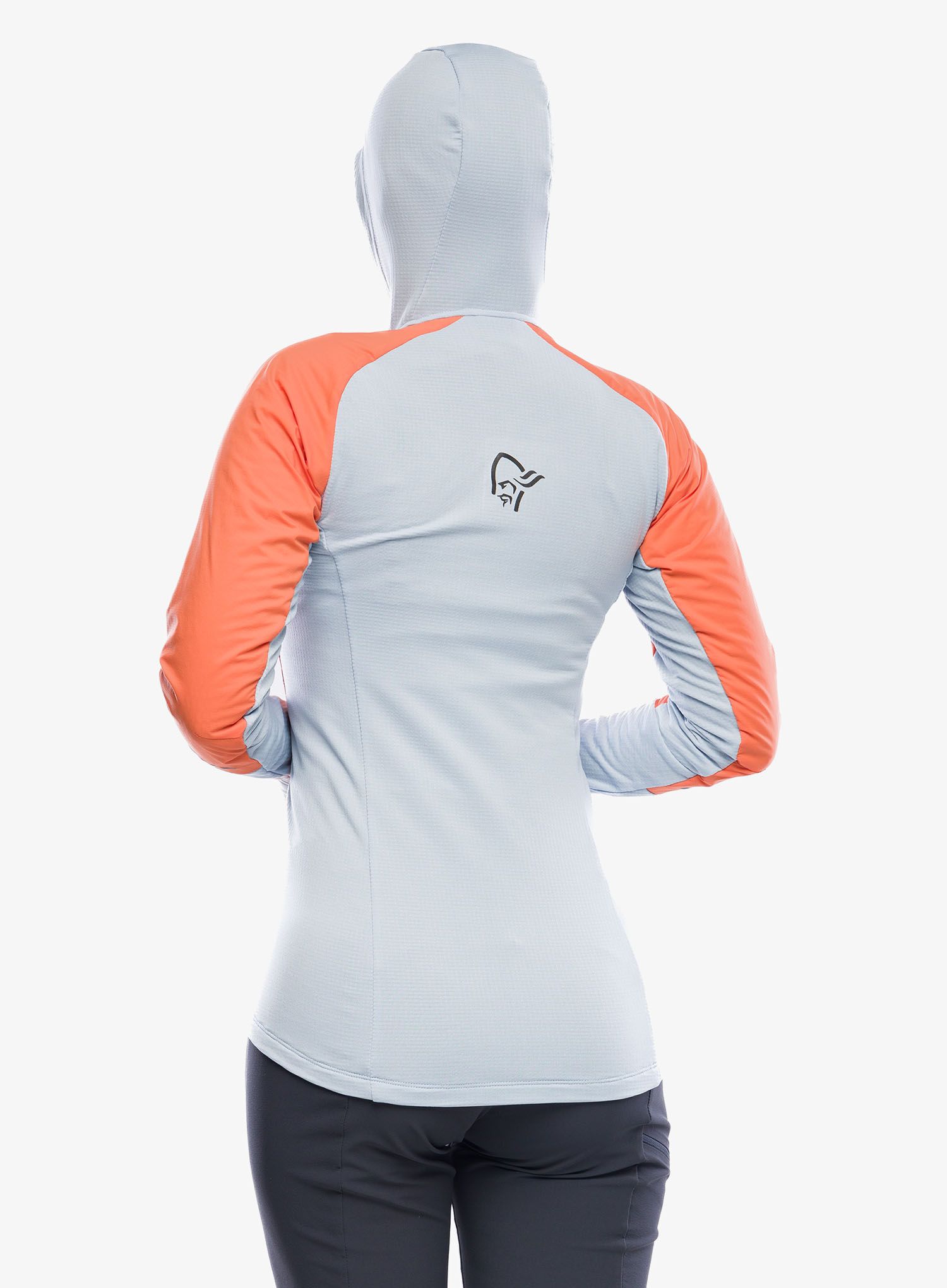 Bunda na běhání dámská Norrona Senja Alpha90 Zip Hood - flamingo