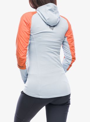 Bunda na běhání dámská Norrona Senja Alpha90 Zip Hood - flamingo