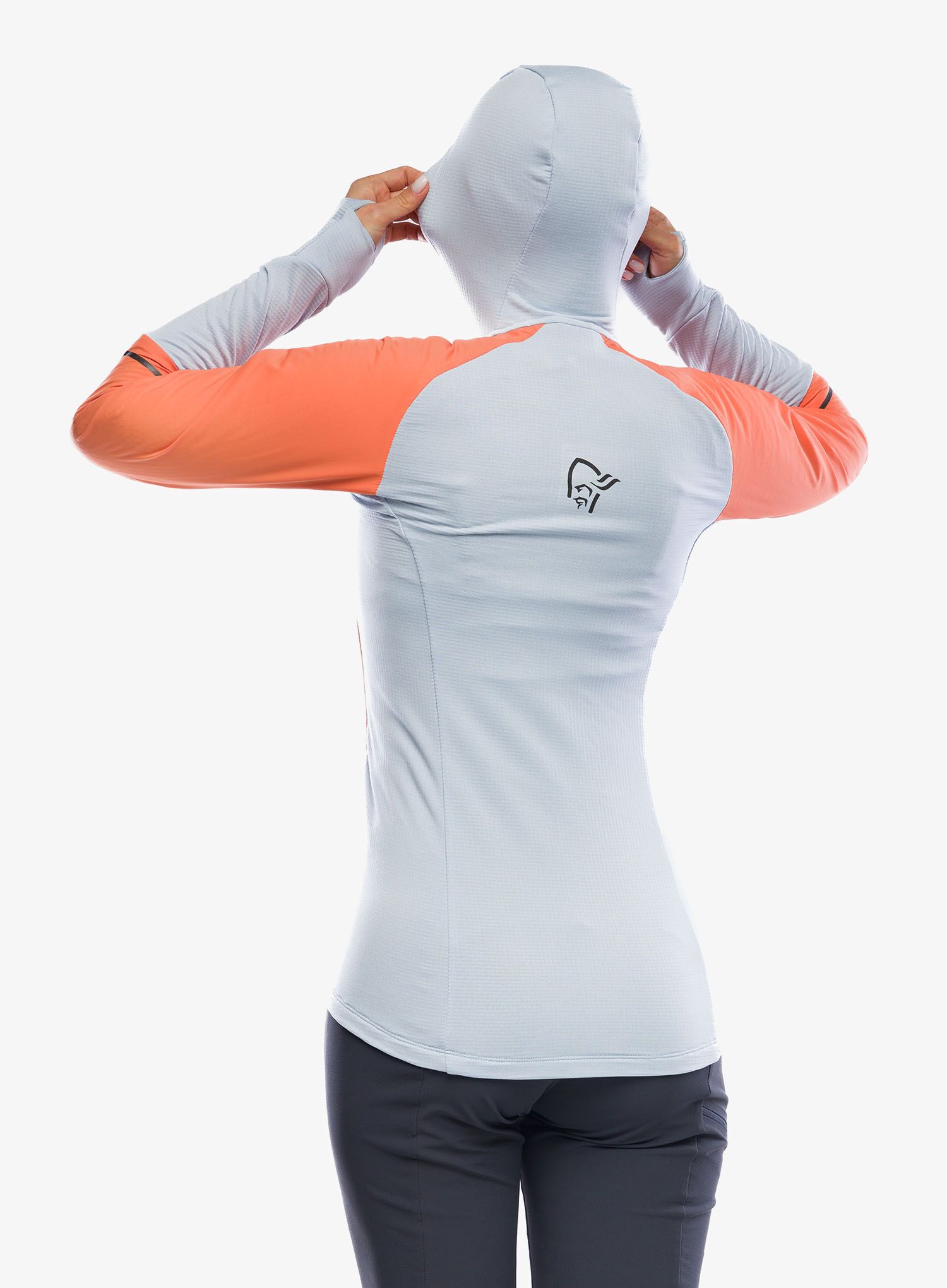 Bunda na běhání dámská Norrona Senja Alpha90 Zip Hood - flamingo