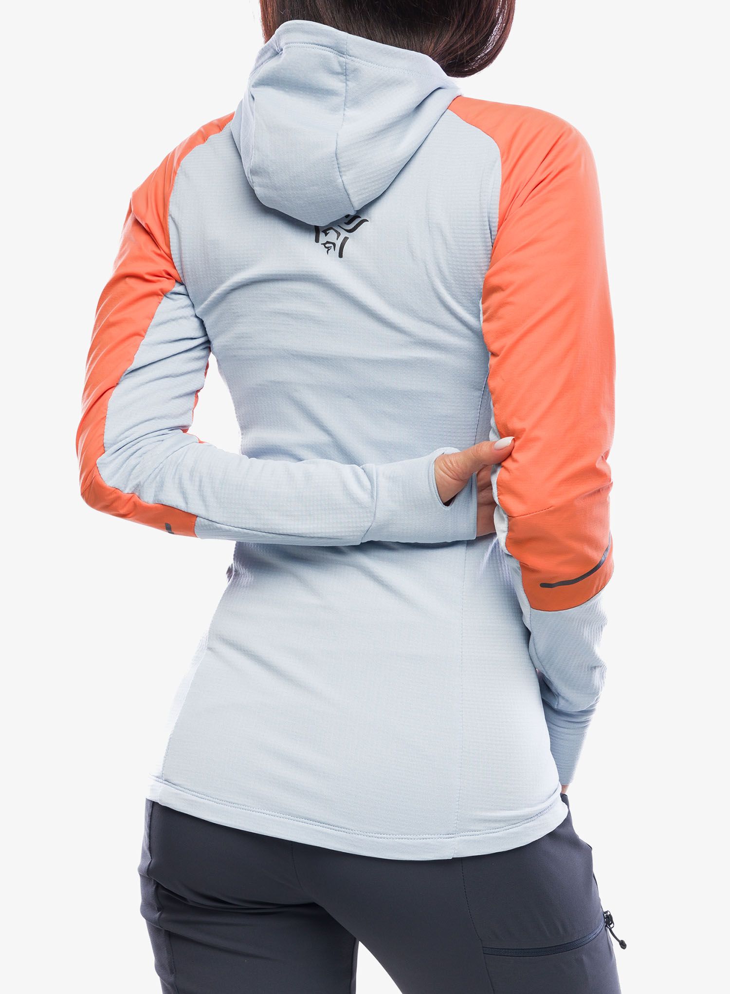 Bunda na běhání dámská Norrona Senja Alpha90 Zip Hood - flamingo